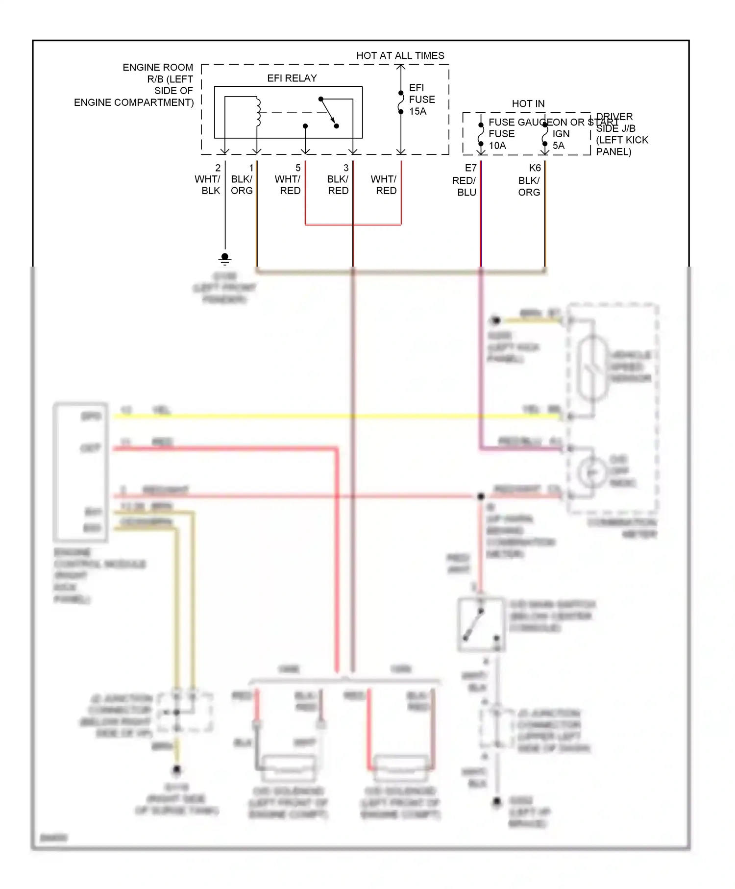 Toyota Tercel L50 (1994-1997) engine control module (right kick panel) wiring diagram  (1 of 1)