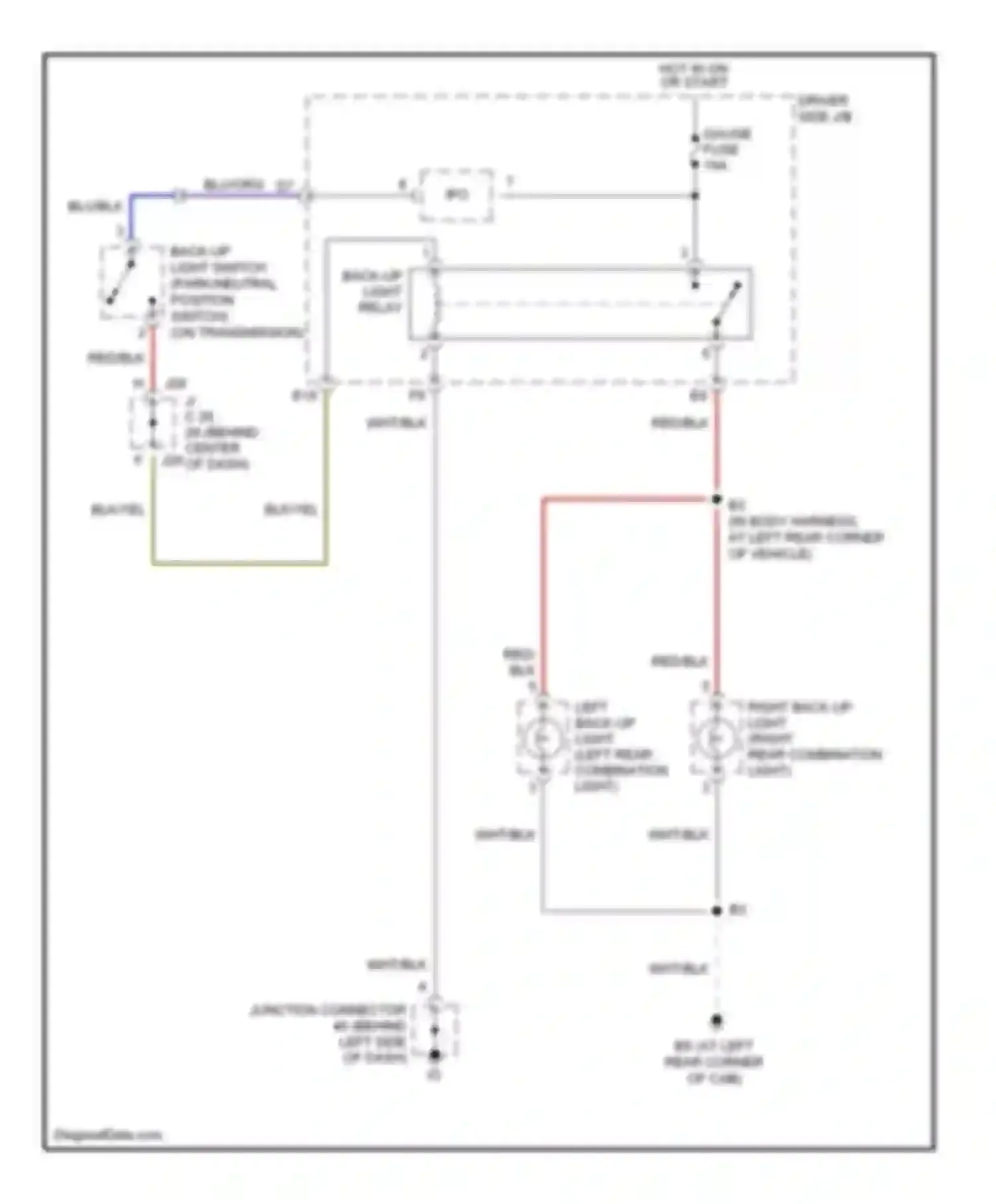 Tundra Toyota I facelift (2002-2006): Back-up lamps circuit, double cab