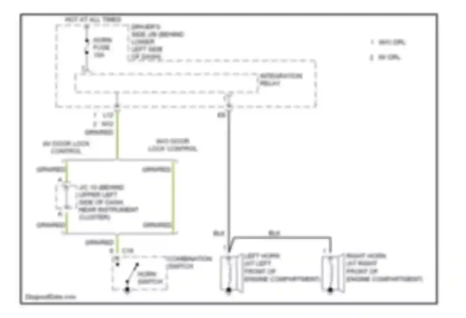 Tundra Toyota I facelift (2002-2006): Horn circuit, access/standard cab