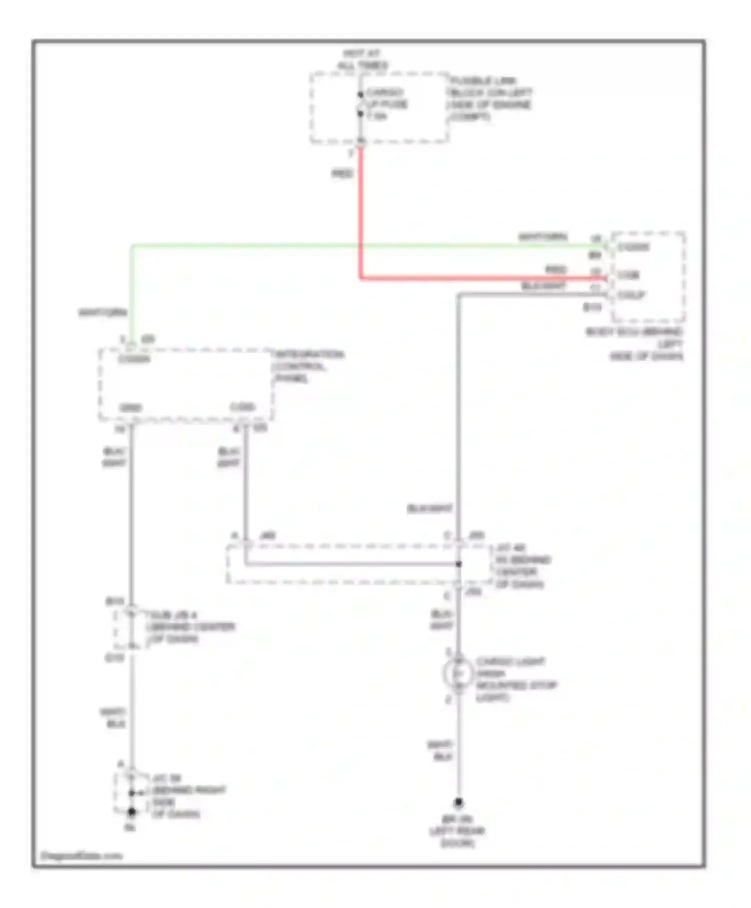 Tundra Toyota I facelift (2002-2006): Cargo light circuit, double cab