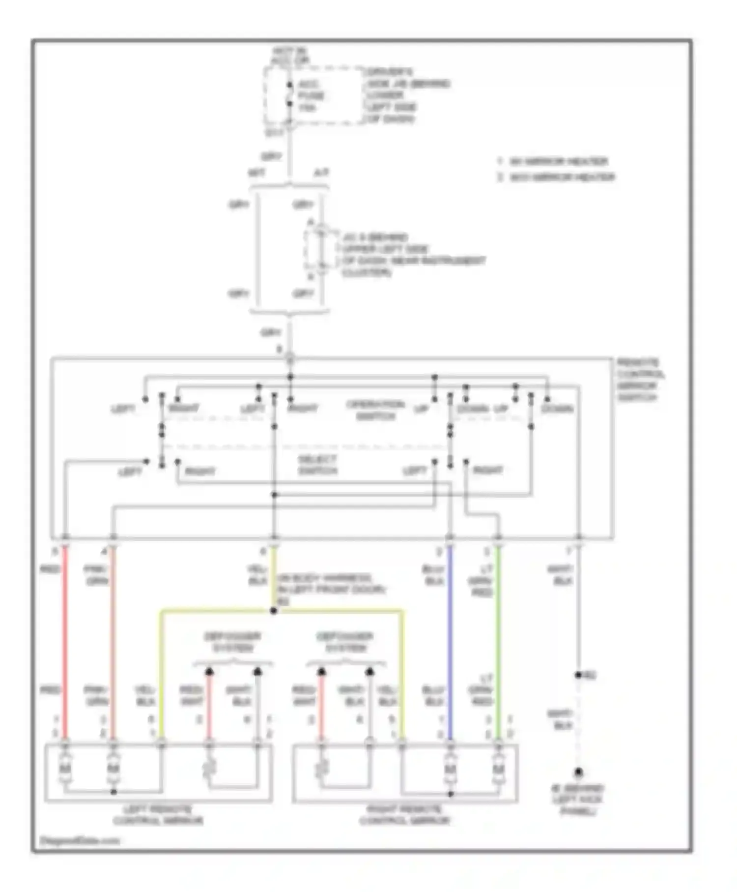 Tundra Toyota I facelift (2002-2006): Power mirrors circuit, access/standard cab
