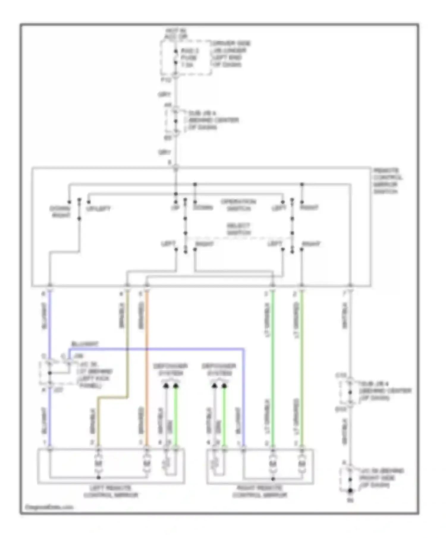 Tundra Toyota I facelift (2002-2006): Power mirrors circuit, double cab