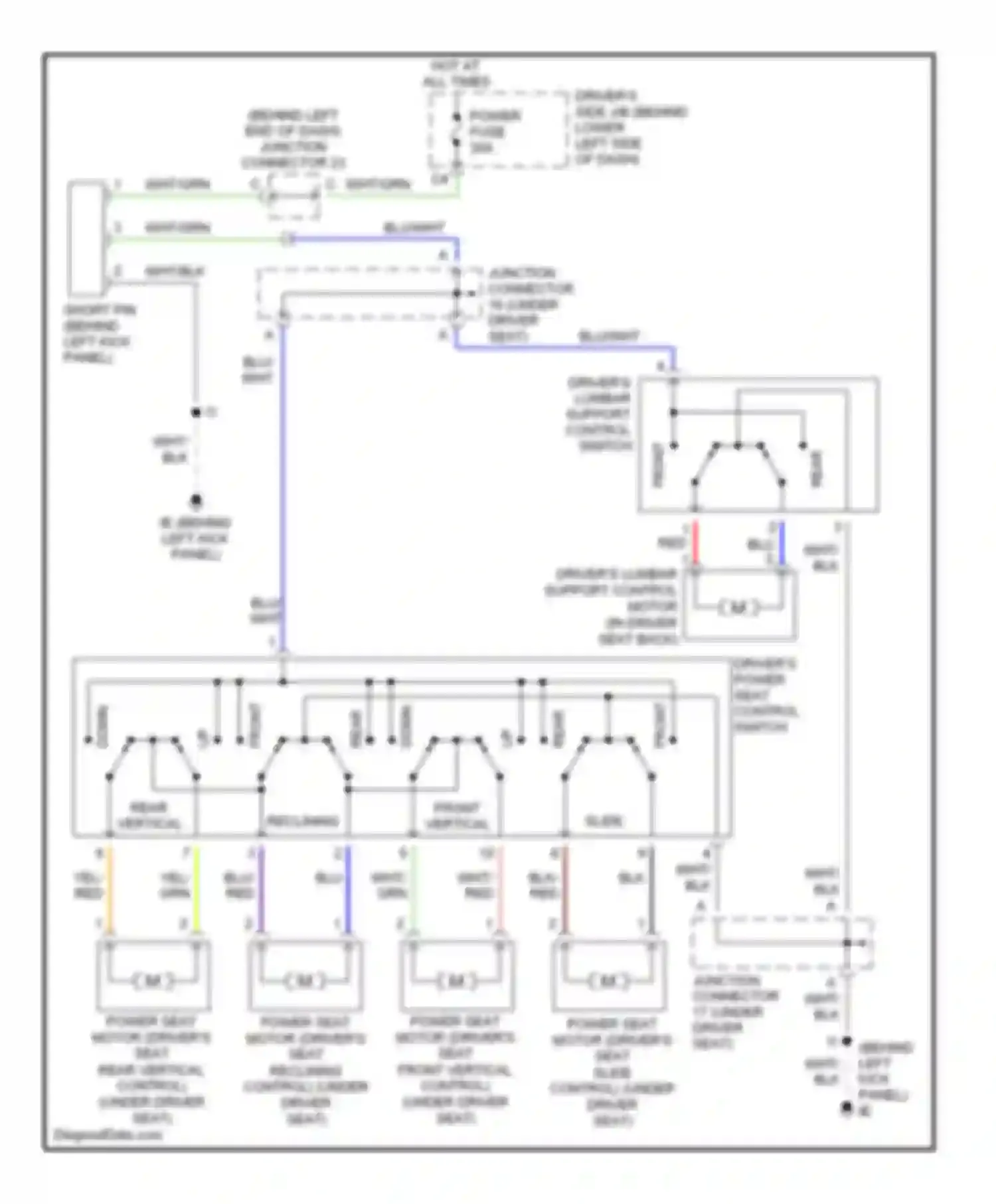 Tundra Toyota I facelift (2002-2006): Power & lumbar seat circuit, access/standard cab