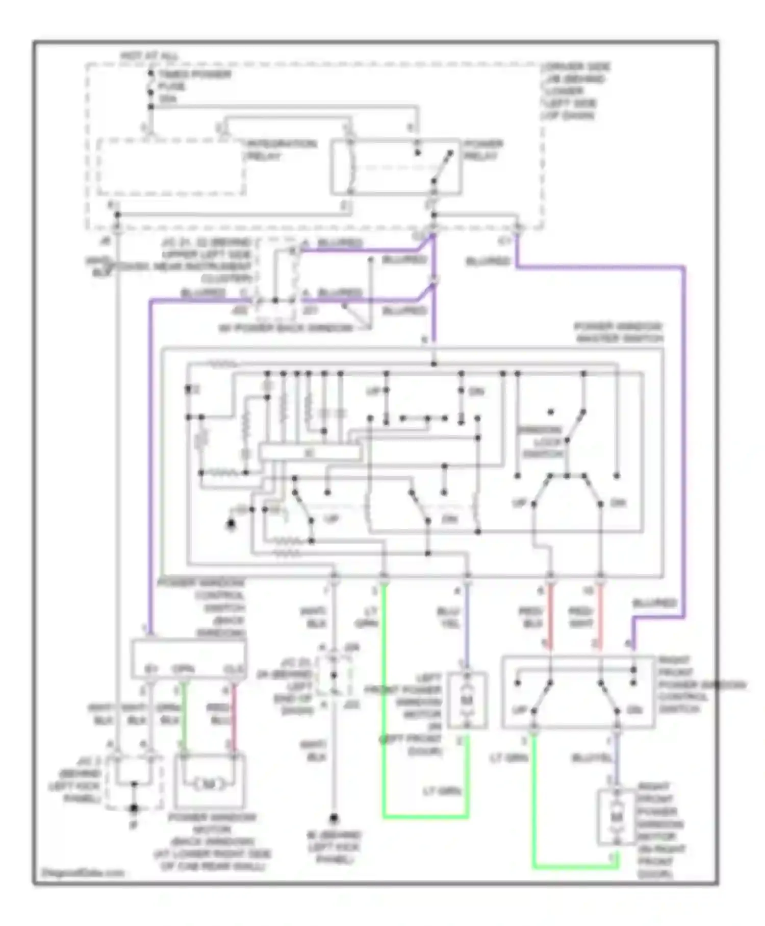 Tundra Toyota I facelift (2002-2006): Power windows circuit, access/standard cab