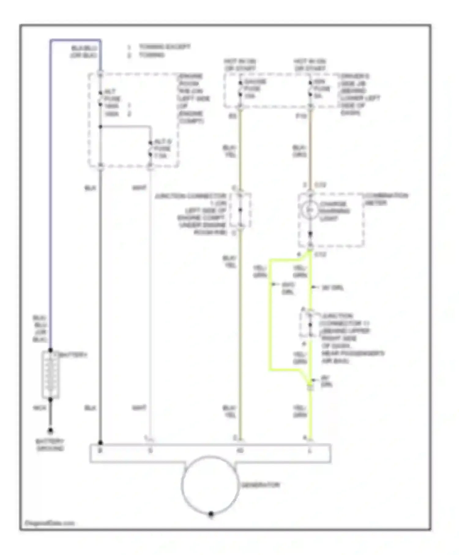 Tundra Toyota I facelift (2002-2006): Charging circuit, access/standard cab