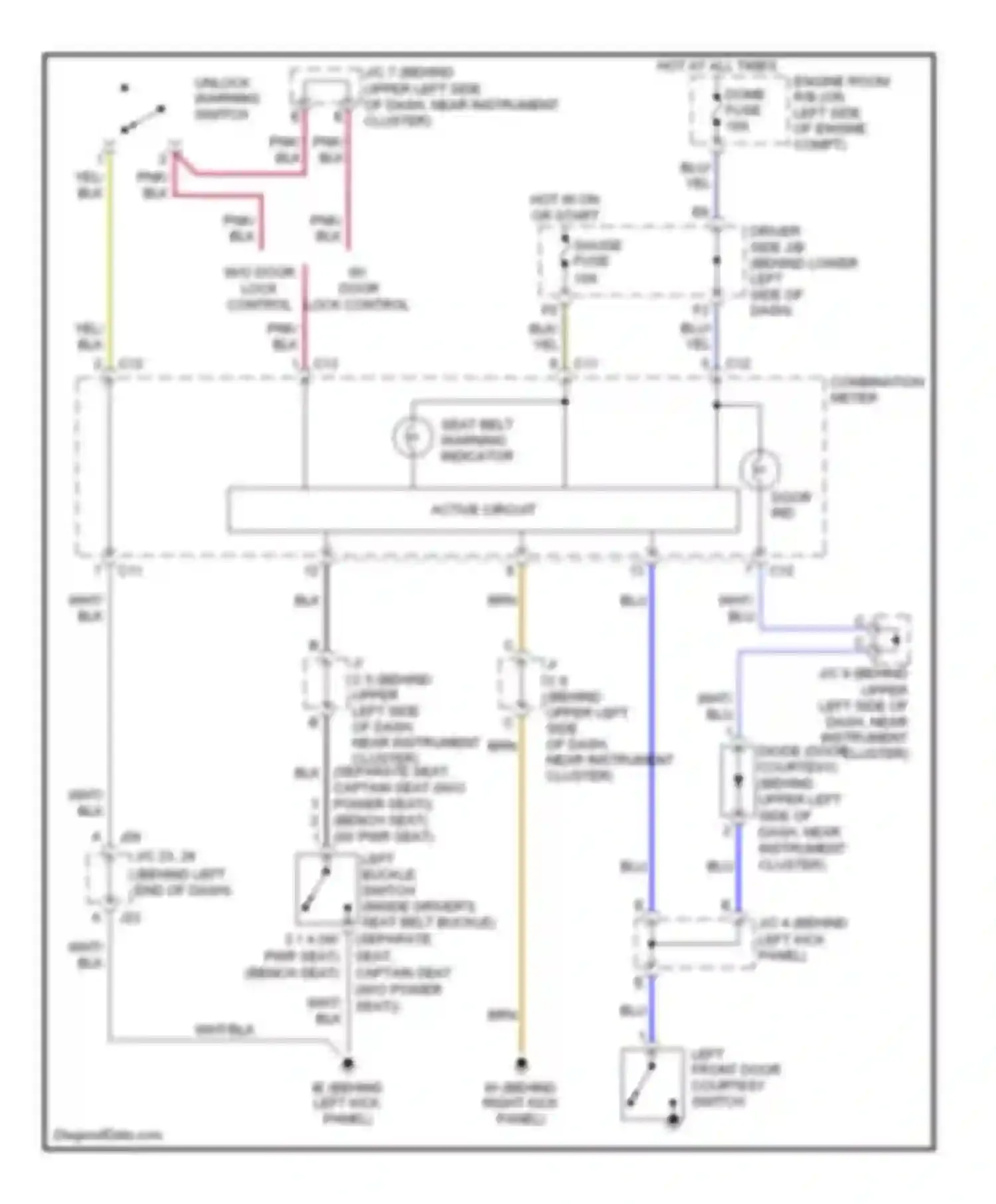 Tundra Toyota I facelift (2002-2006): Warning systems circuit, access/standard cab