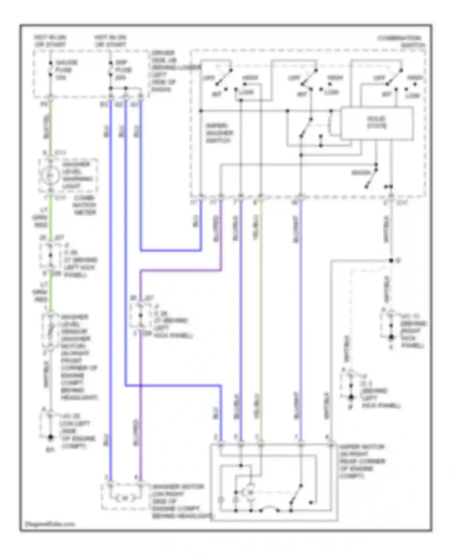 Tundra Toyota I facelift (2002-2006): Interval wiper/washer circuit, access/standard cab