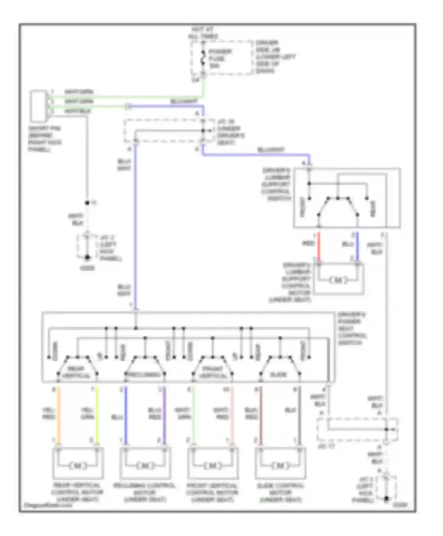 Tundra Toyota I (2000-2002): Power & lumbar seat circuit