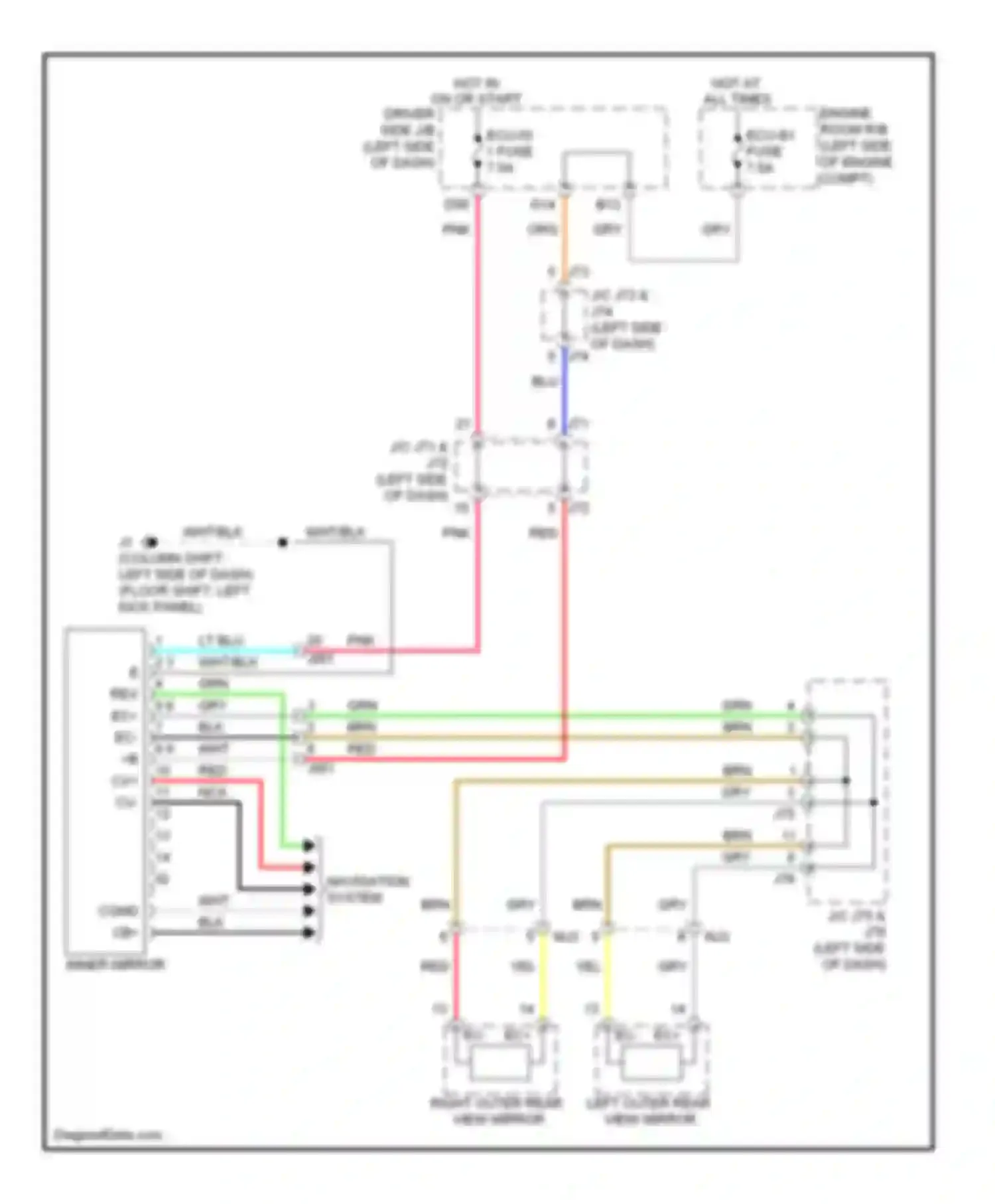 Tundra Toyota II (2007-2013): Electrochromic mirror circuit