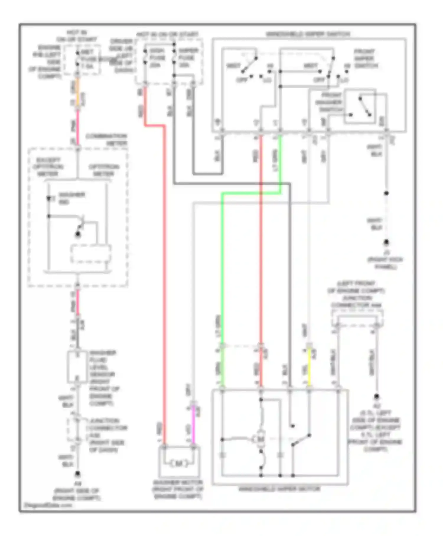 Tundra Toyota II (2007-2013): Front wiper/washer circuit, without intermittent
