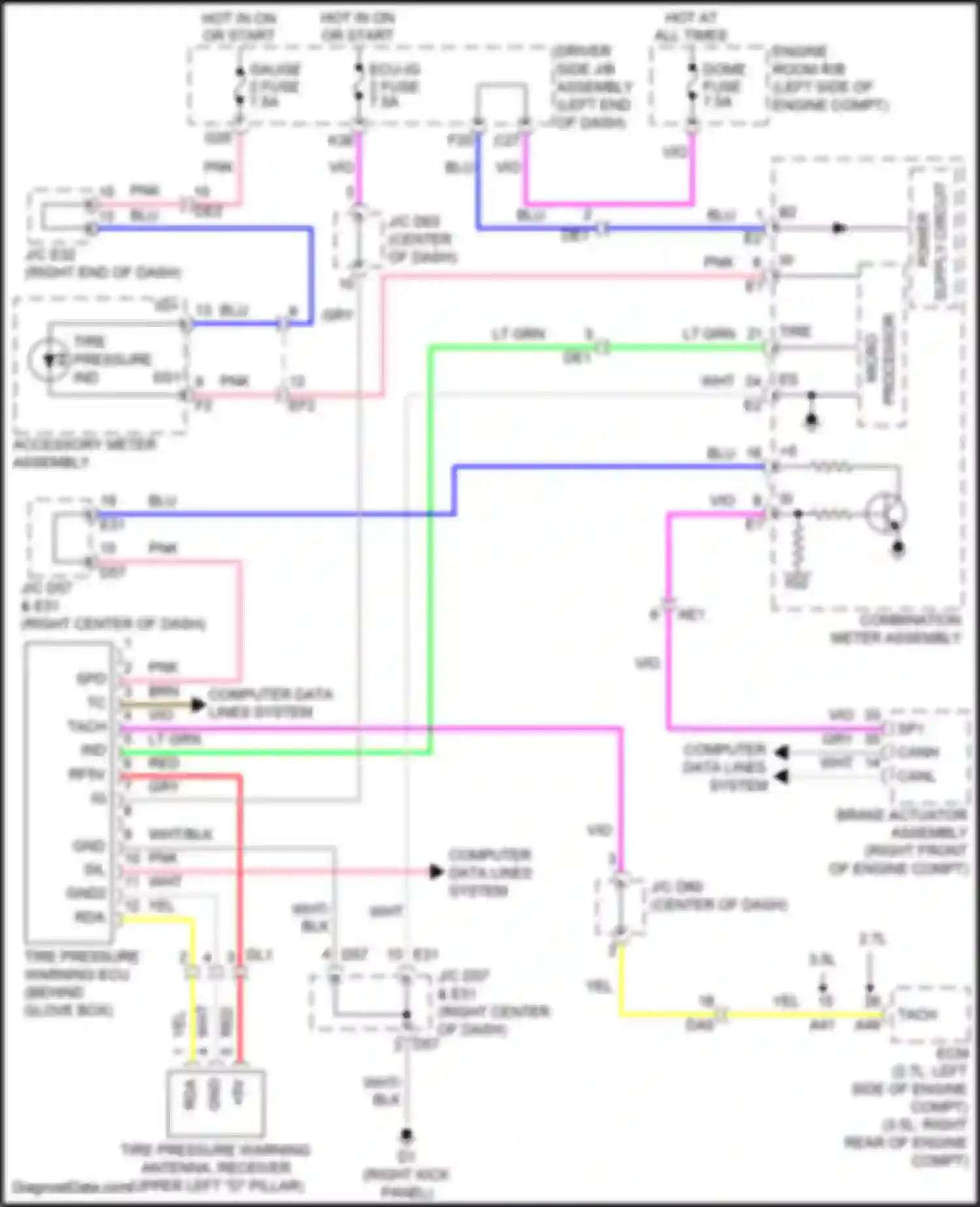 Wiring diagram accessory meter assembly for Toyota Venza I facelift (2012-2017) (10 of 19)