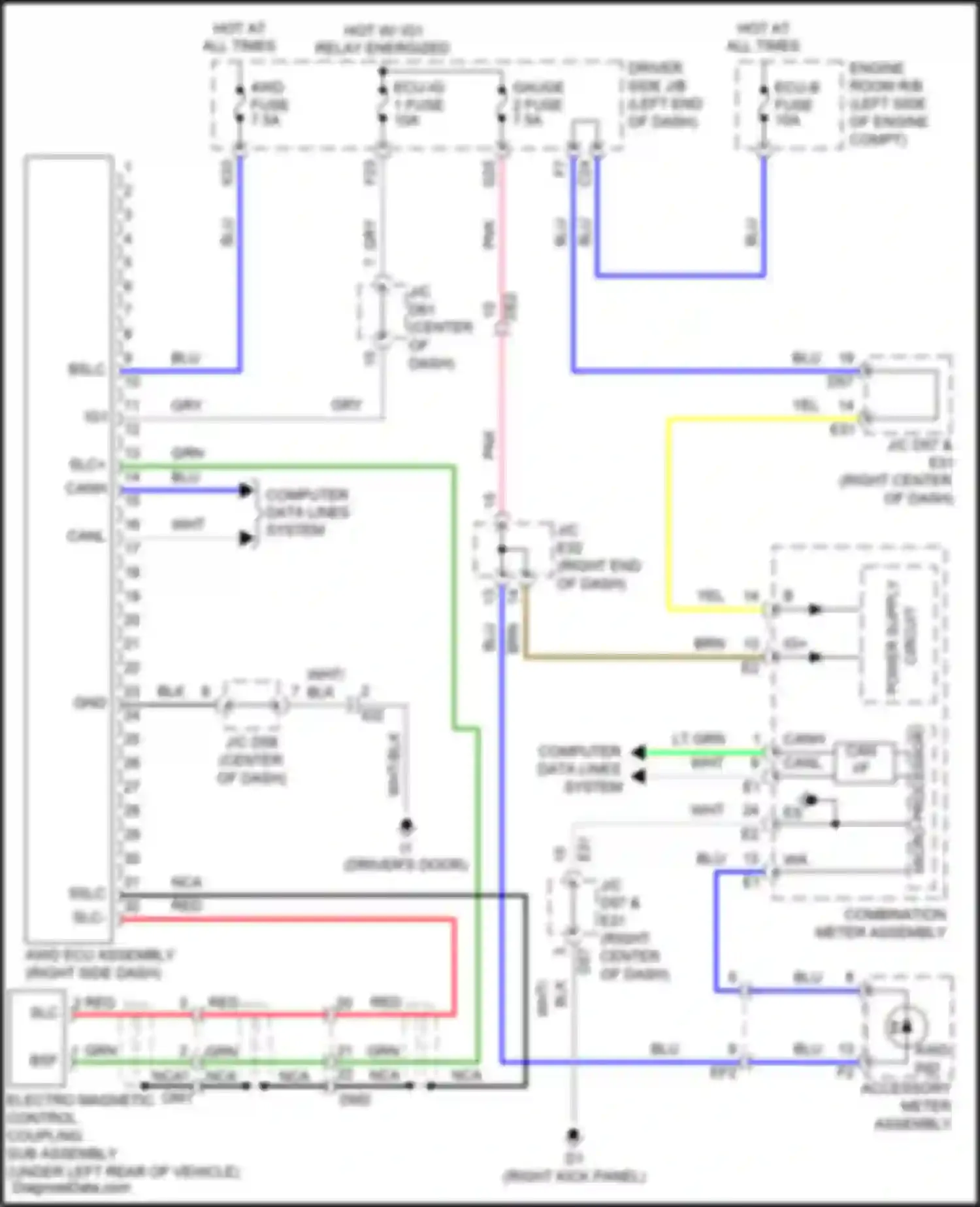 Wiring diagram combination meter assembly for Toyota Venza I facelift (2012-2017) (21 of 36)