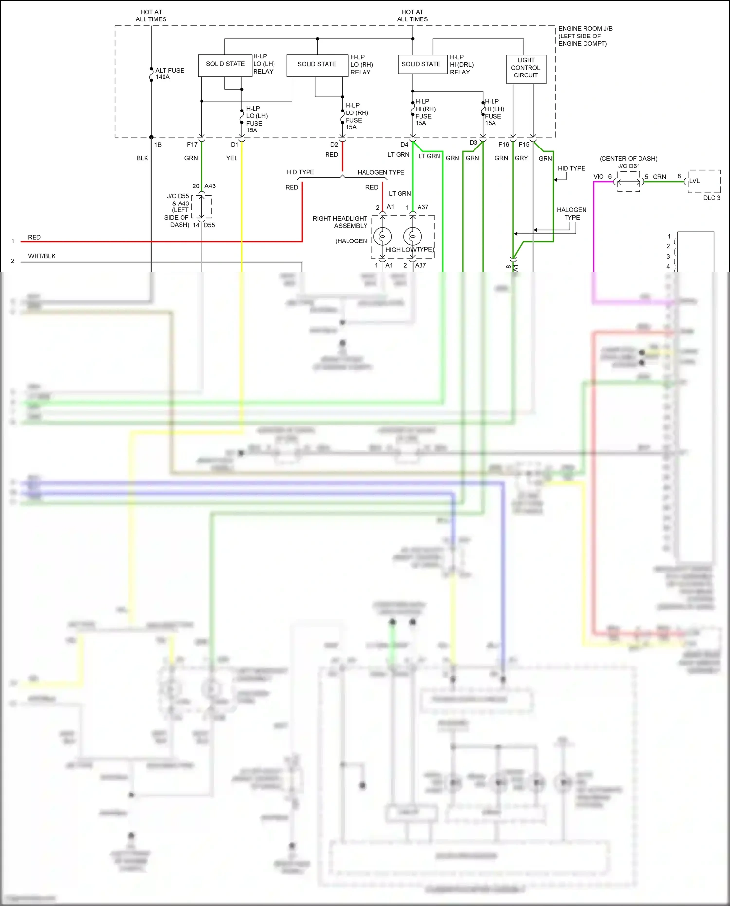 Wiring diagram left headlight assembly for Toyota Venza I facelift (2012-2017) (5 of 5)