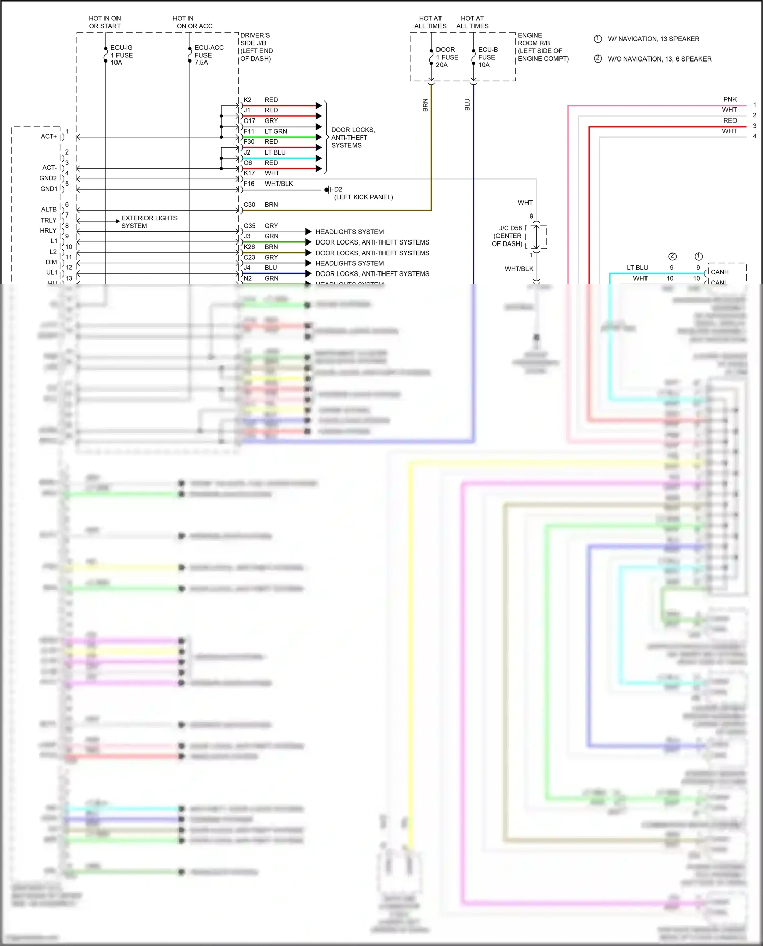 Toyota Venza I facelift (2012-2017) warning systems wiring diagram  (1 of 2)