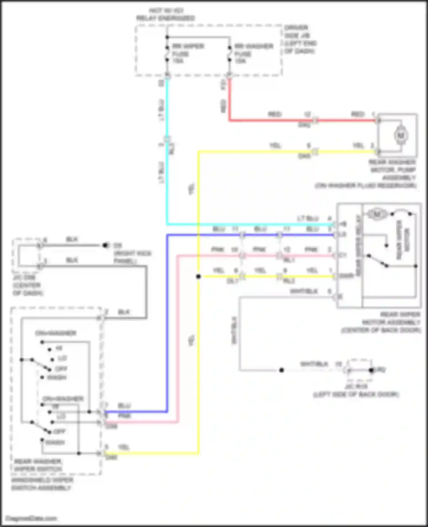 Wiring diagram windshield wiper switch assembly for Toyota Venza I facelift (2012-2017) (3 of 3)