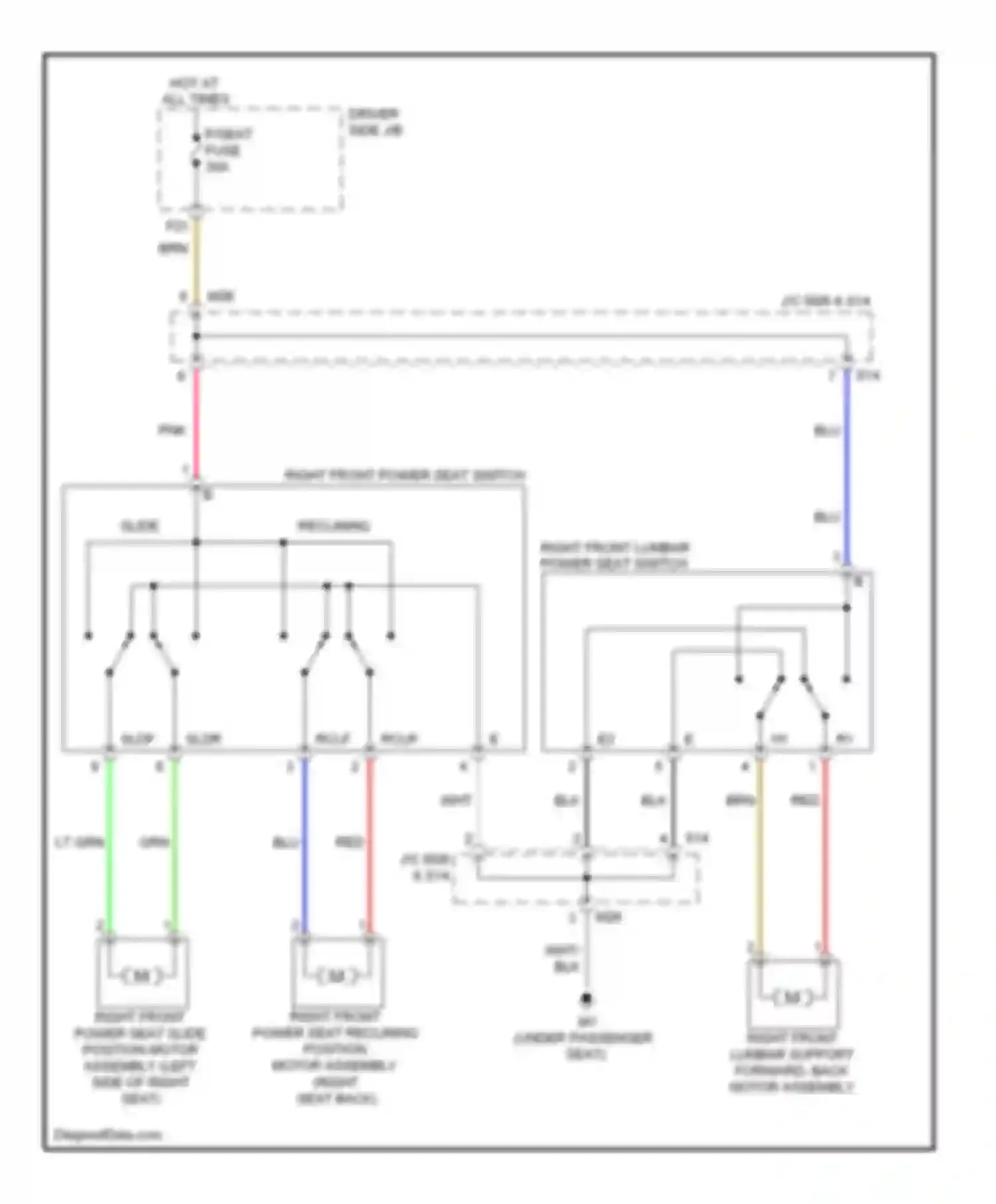 Venza Toyota I (2008-2012): Passenger power seat circuit