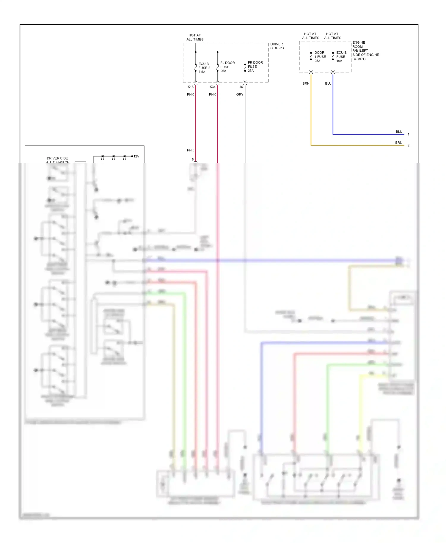 Wiring diagram driver side down switch for Toyota Venza I (2008-2012) (1 of 1)