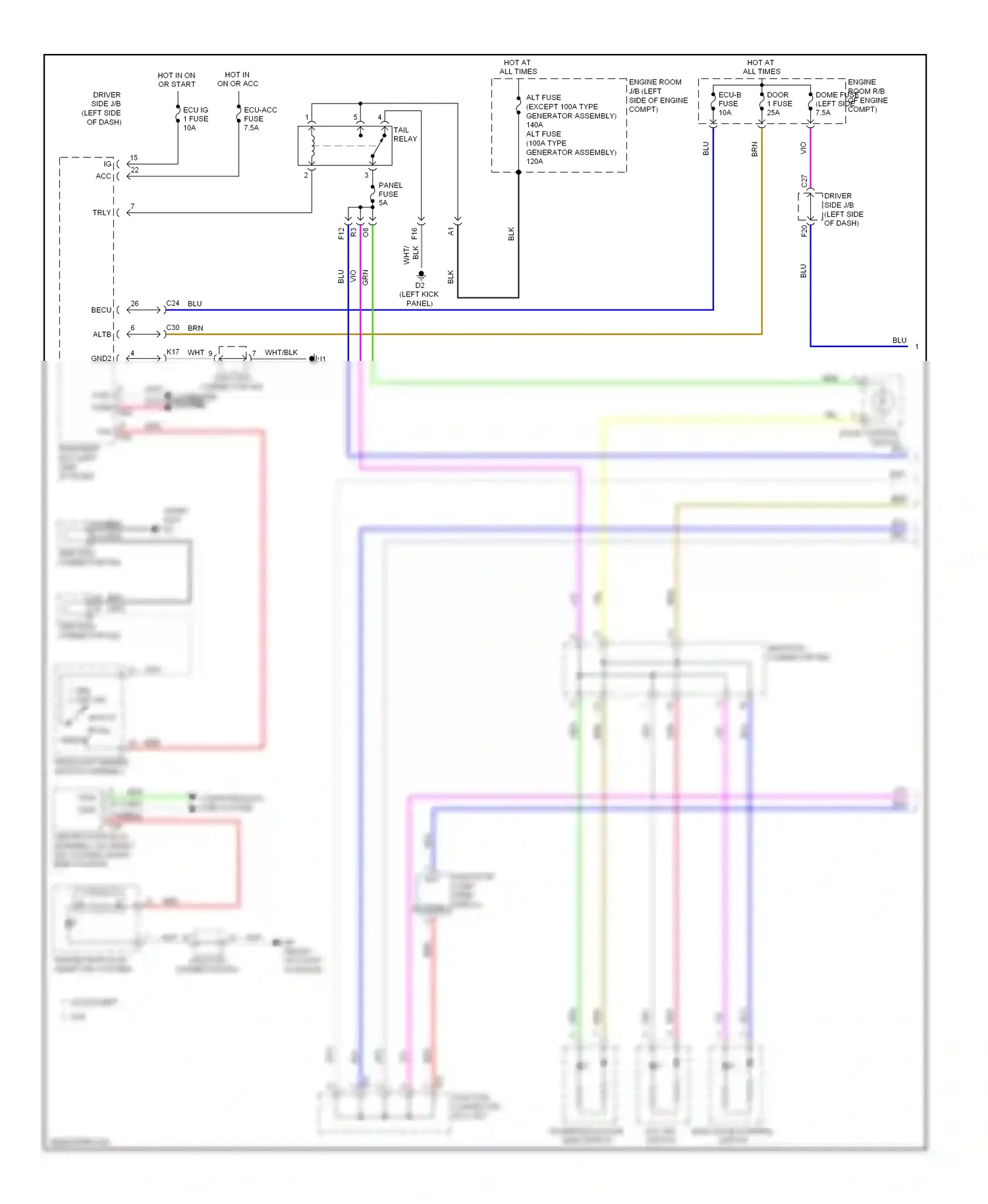 Wiring diagram headlight dimmer switch assembly for Toyota Venza I (2008-2012) (3 of 3)
