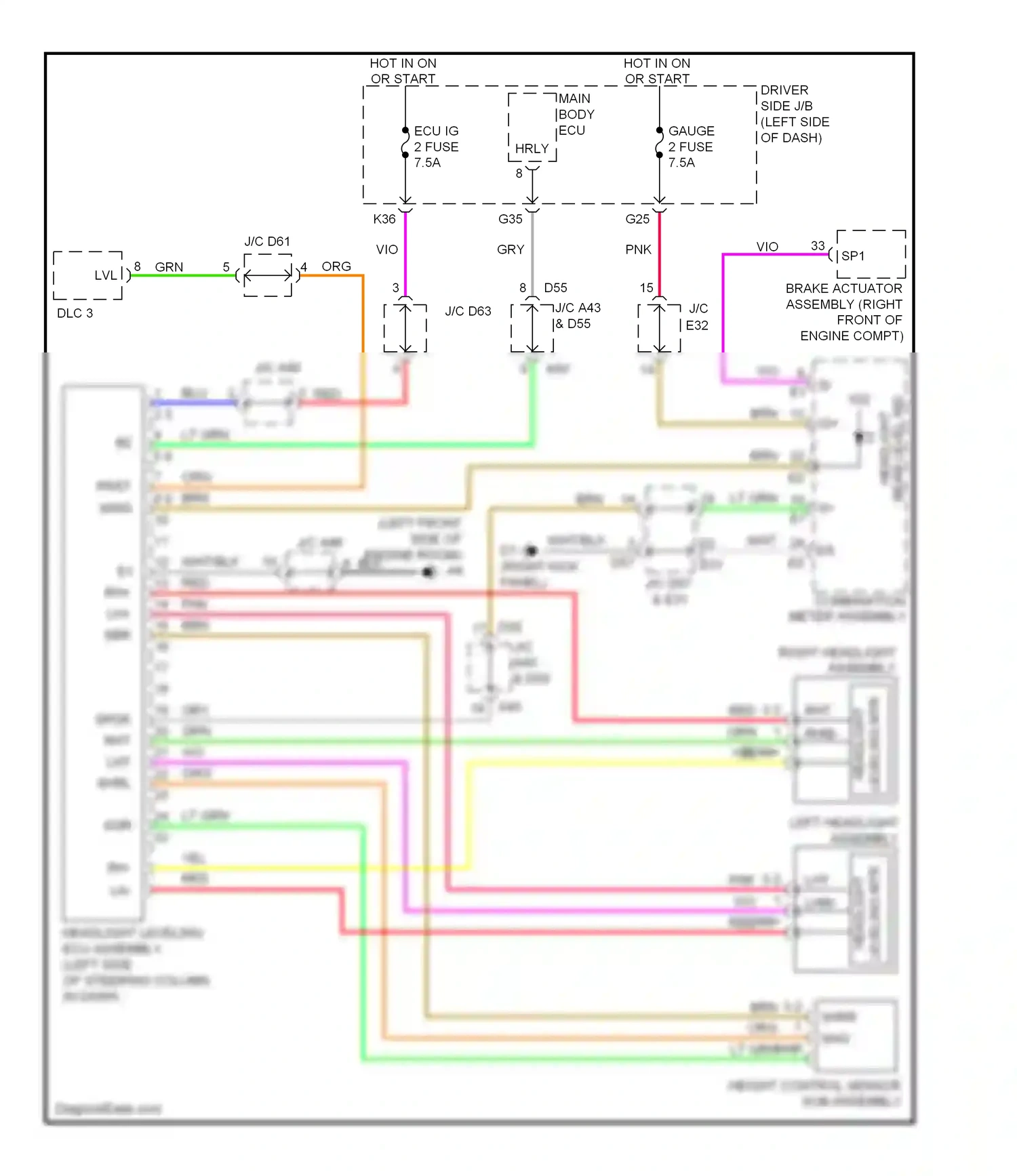 Wiring diagram height control sensor sub-assembly for Toyota Venza I (2008-2012) (1 of 1)