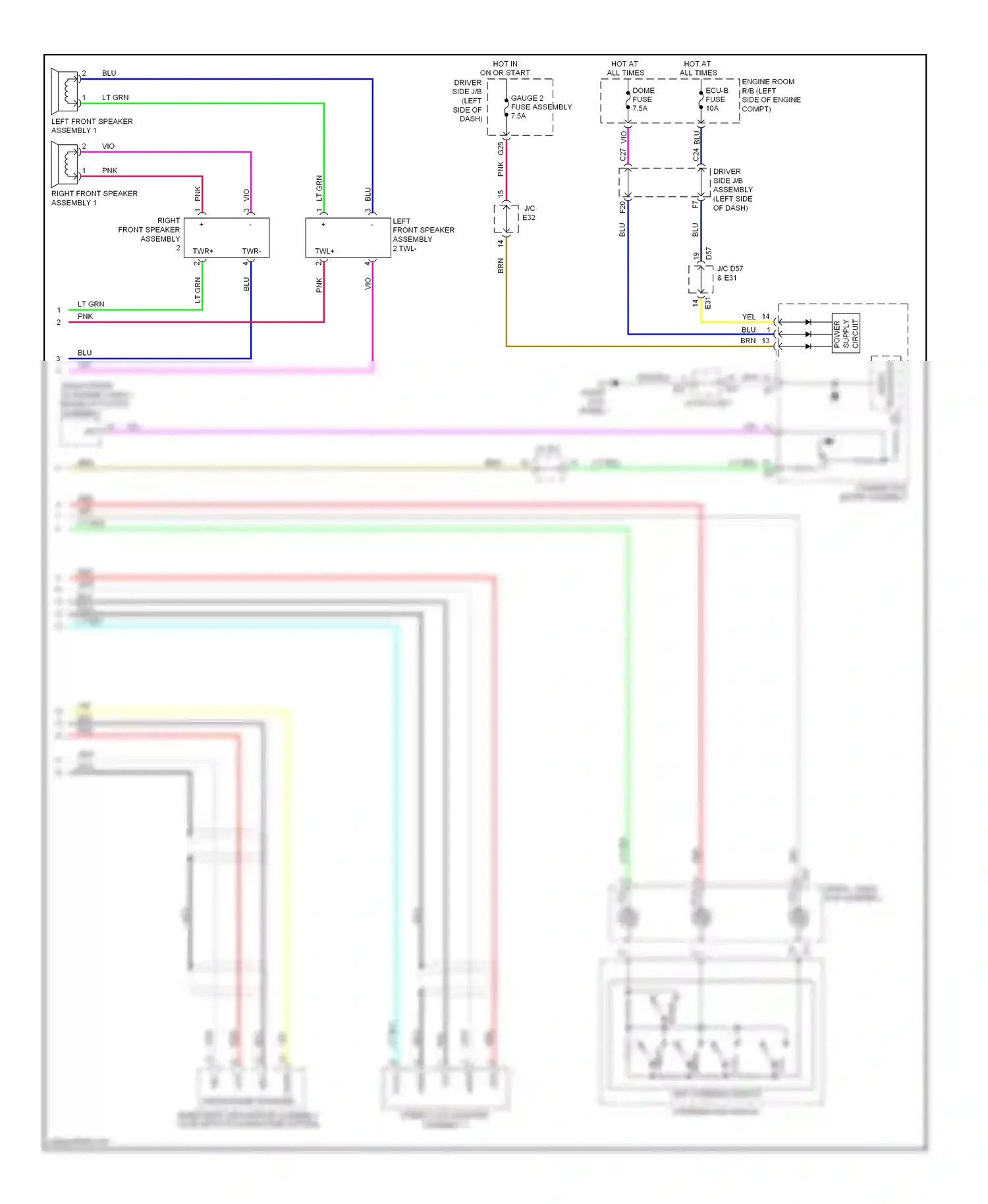 Wiring diagram left front speaker assembly 1 for Toyota Venza I (2008-2012) (2 of 2)