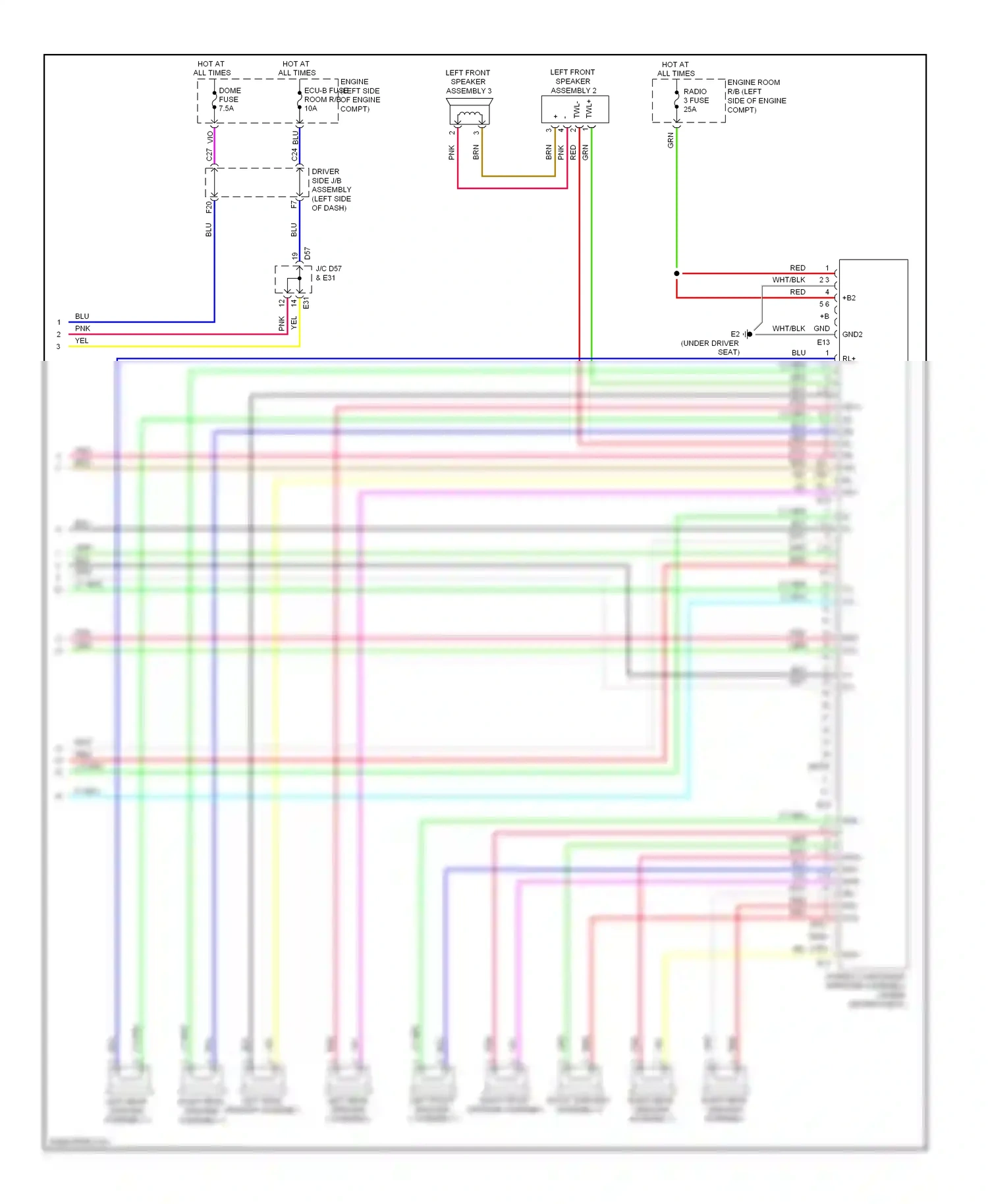Wiring diagram left front speaker assembly 3 for Toyota Venza I (2008-2012) (1 of 3)