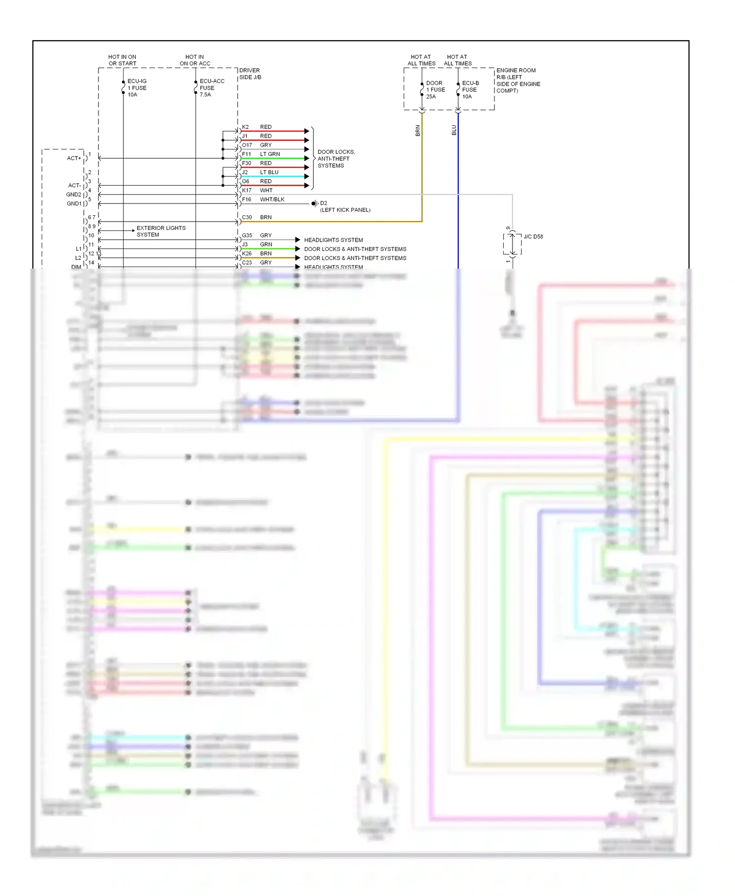 Wiring diagram power windows system for Toyota Venza I (2008-2012) (1 of 2)