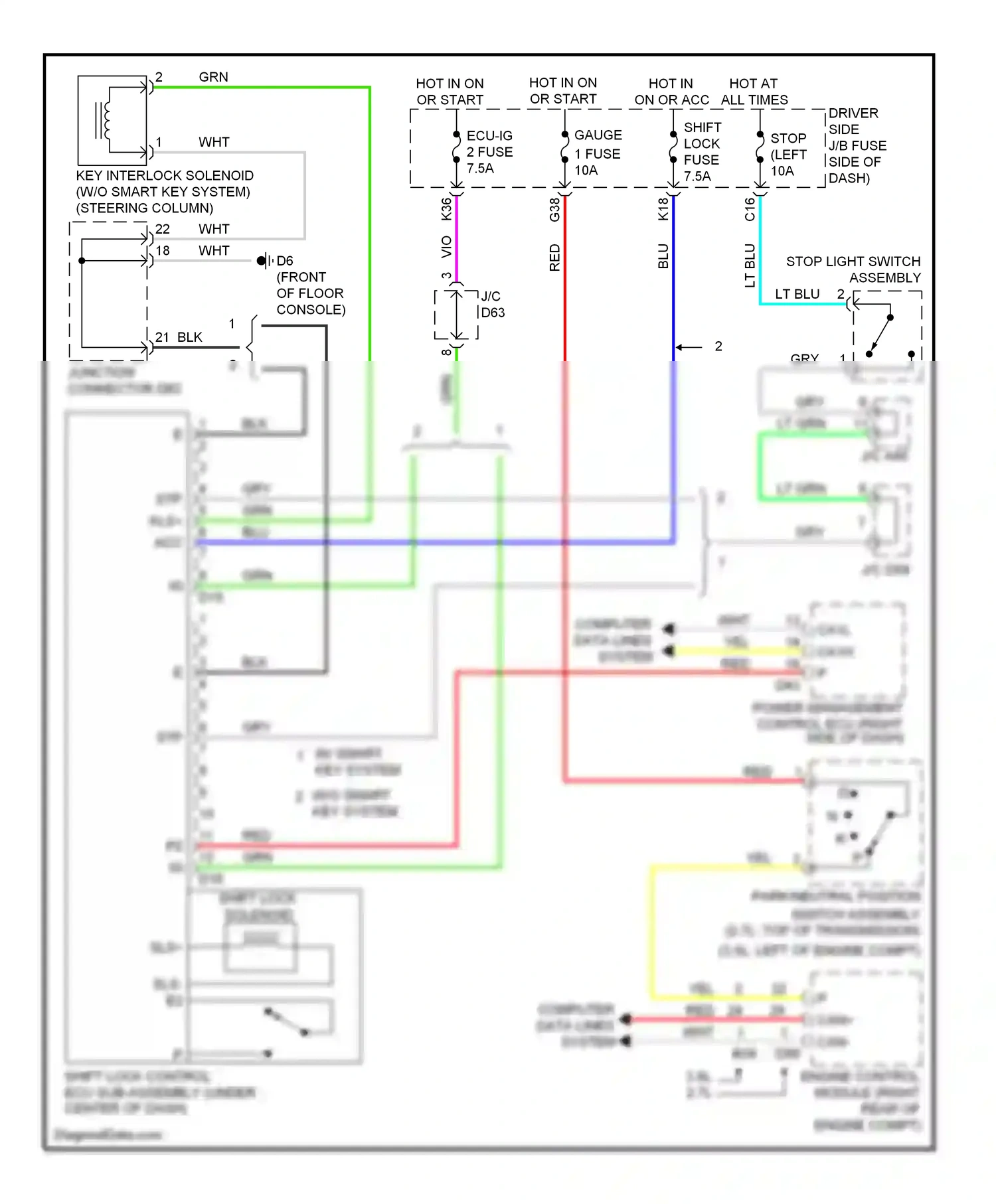 Wiring diagram stop light switch assembly for Toyota Venza I (2008-2012) (5 of 7)