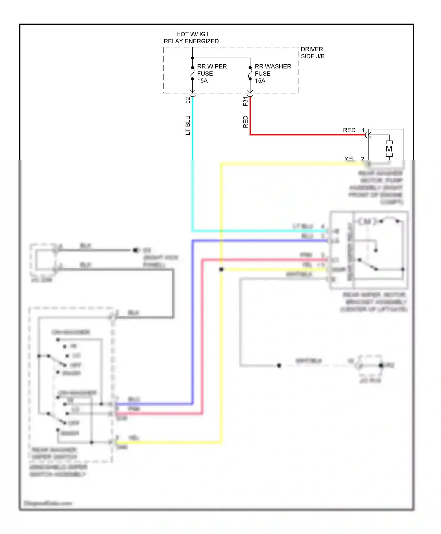 Wiring diagram windshield wiper switch assembly for Toyota Venza I (2008-2012) (2 of 2)