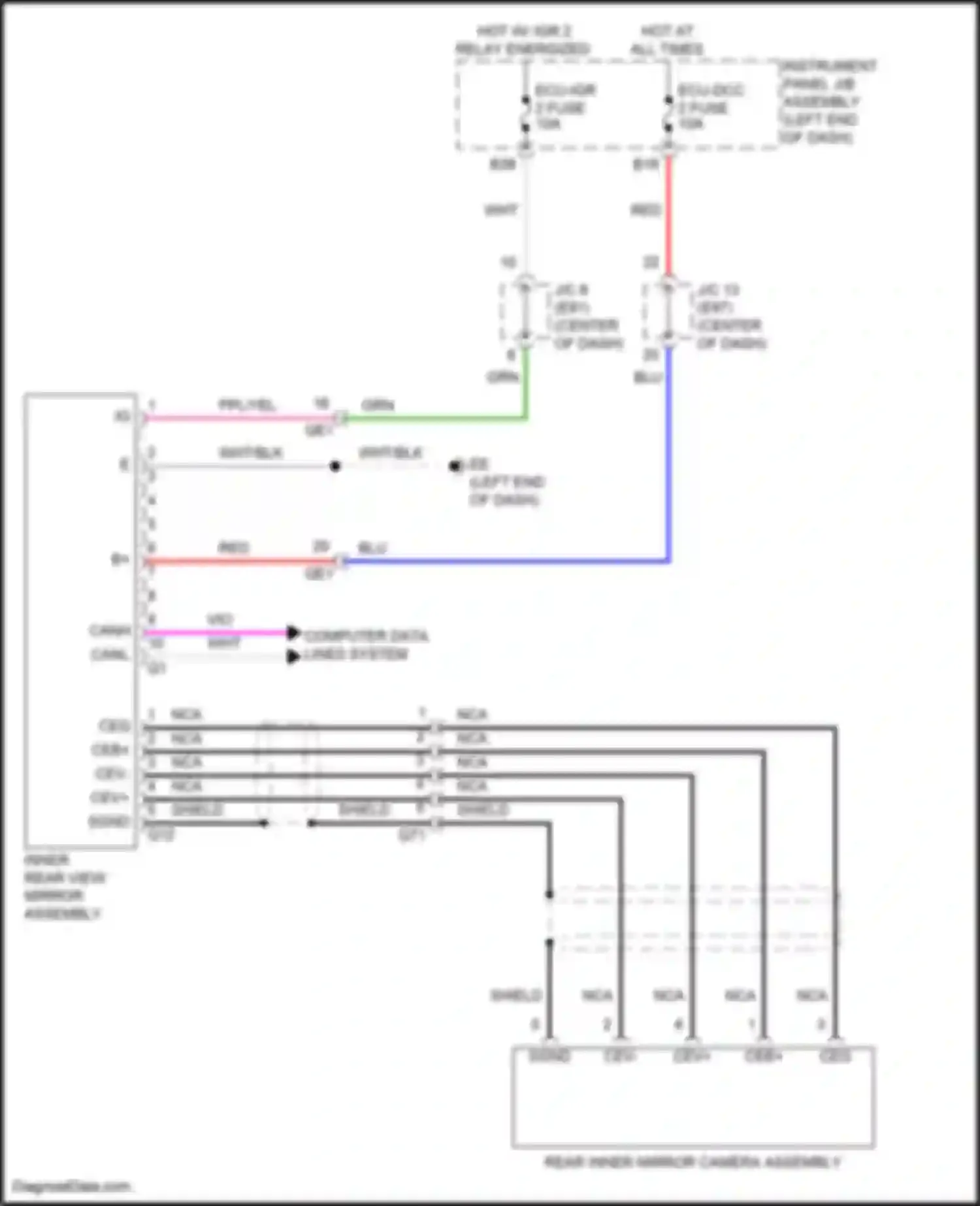 Venza Toyota II (2020-2024): Electrochromic mirror circuit, w/ digital rear view mirror