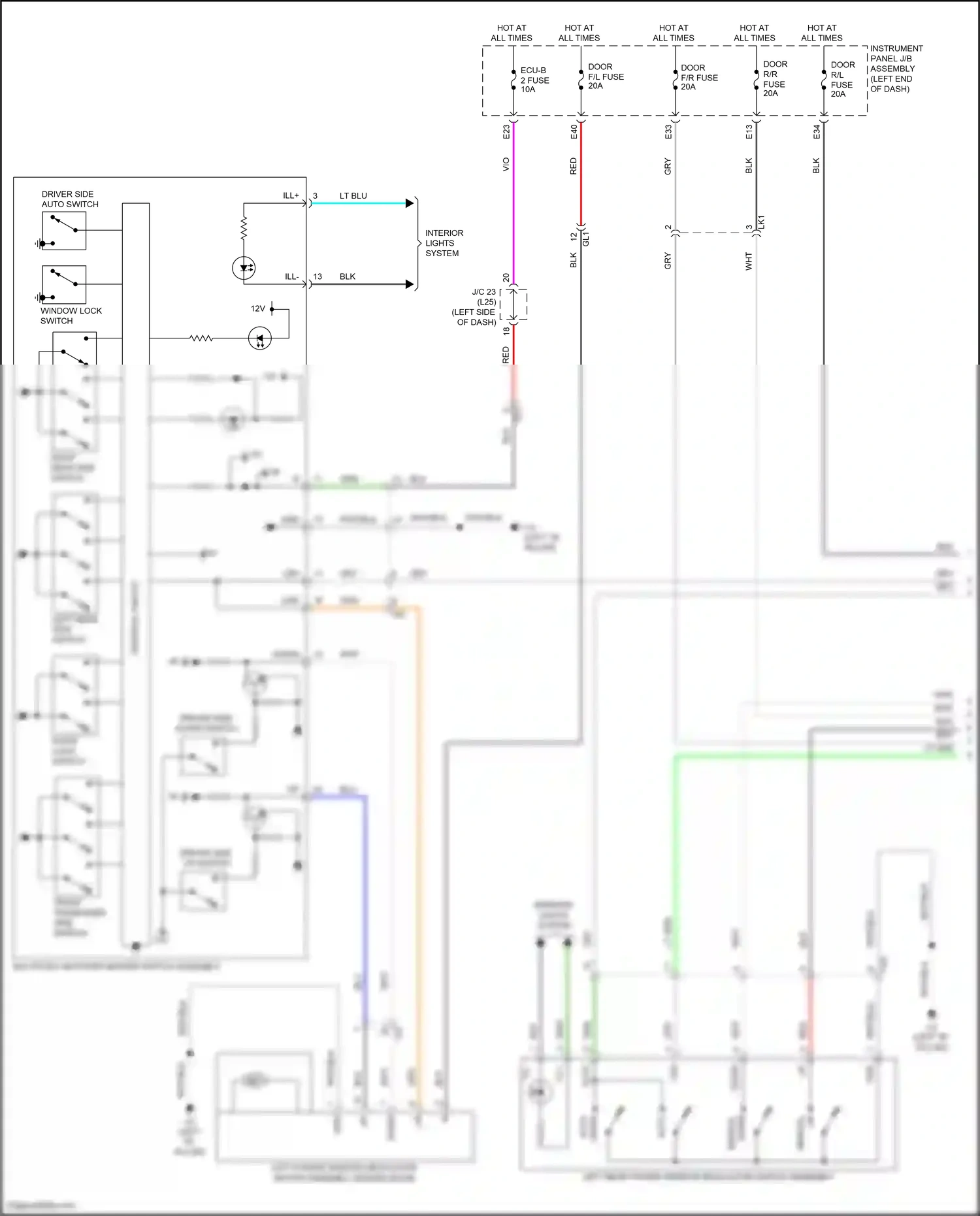 Wiring diagram driver side down switch for Toyota Venza II (2020-2024) (1 of 1)