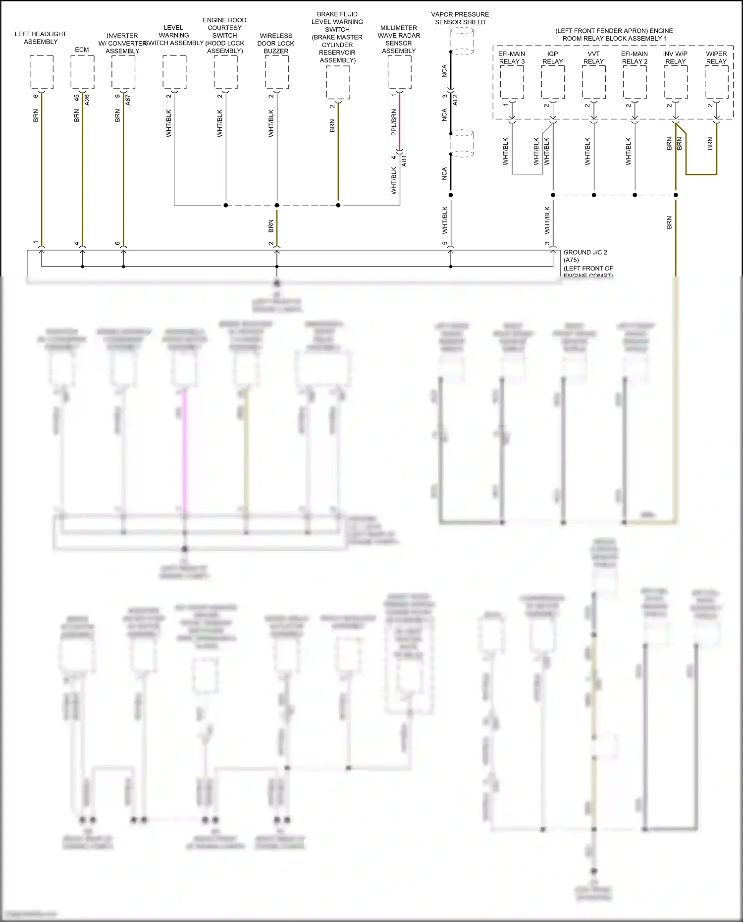 Wiring diagram left front speed sensor shield for Toyota Venza II (2020-2024) (1 of 1)