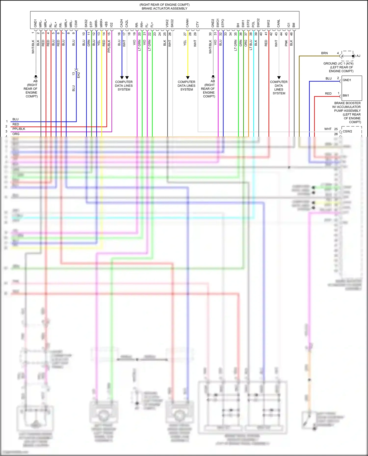 Wiring diagram left front speed sensor for Toyota Venza II (2020-2024) (1 of 3)