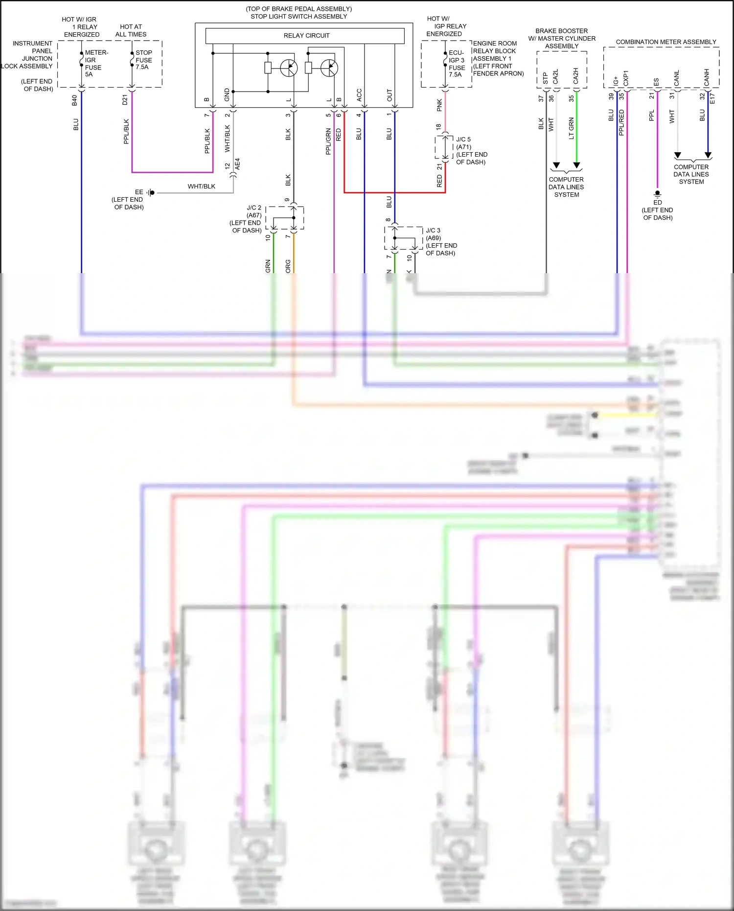 Wiring diagram left front speed sensor for Toyota Venza II (2020-2024) (2 of 3)