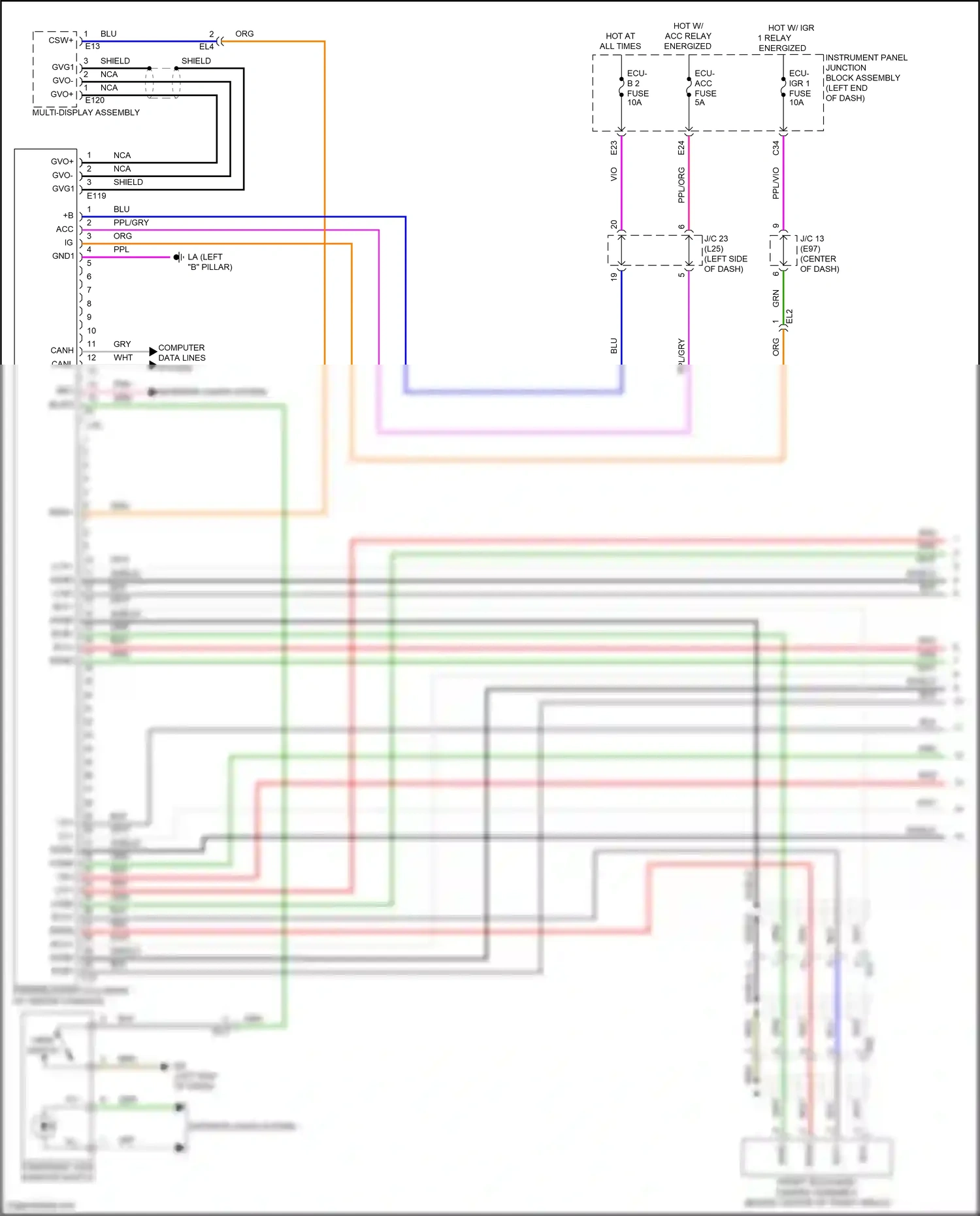 Wiring diagram multi- display assembly for Toyota Venza II (2020-2024) (6 of 9)
