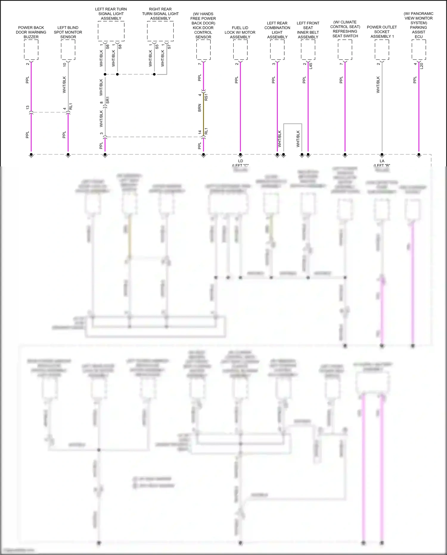 Wiring diagram outer mirror switch assembly for Toyota Venza II (2020-2024) (1 of 4)