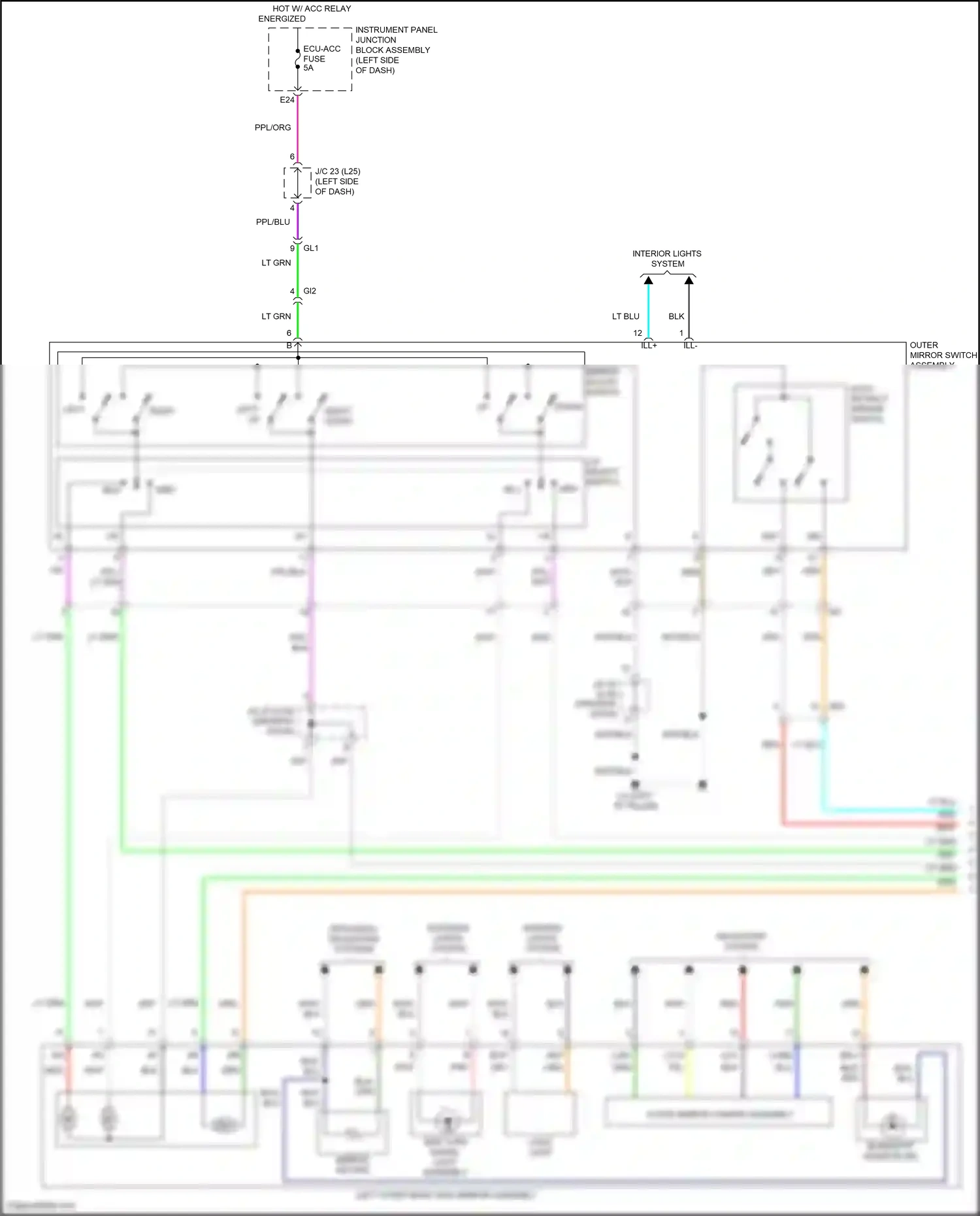 Wiring diagram outer mirror switch assembly for Toyota Venza II (2020-2024) (4 of 4)
