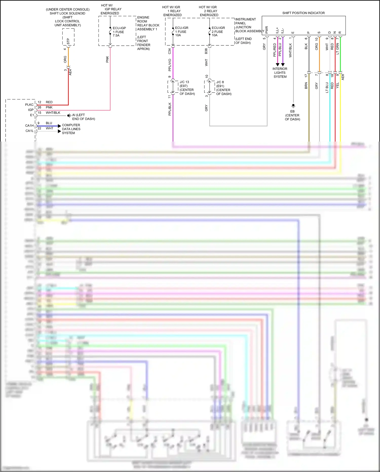 Wiring diagram shift position indicator for Toyota Venza II (2020-2024) (5 of 6)