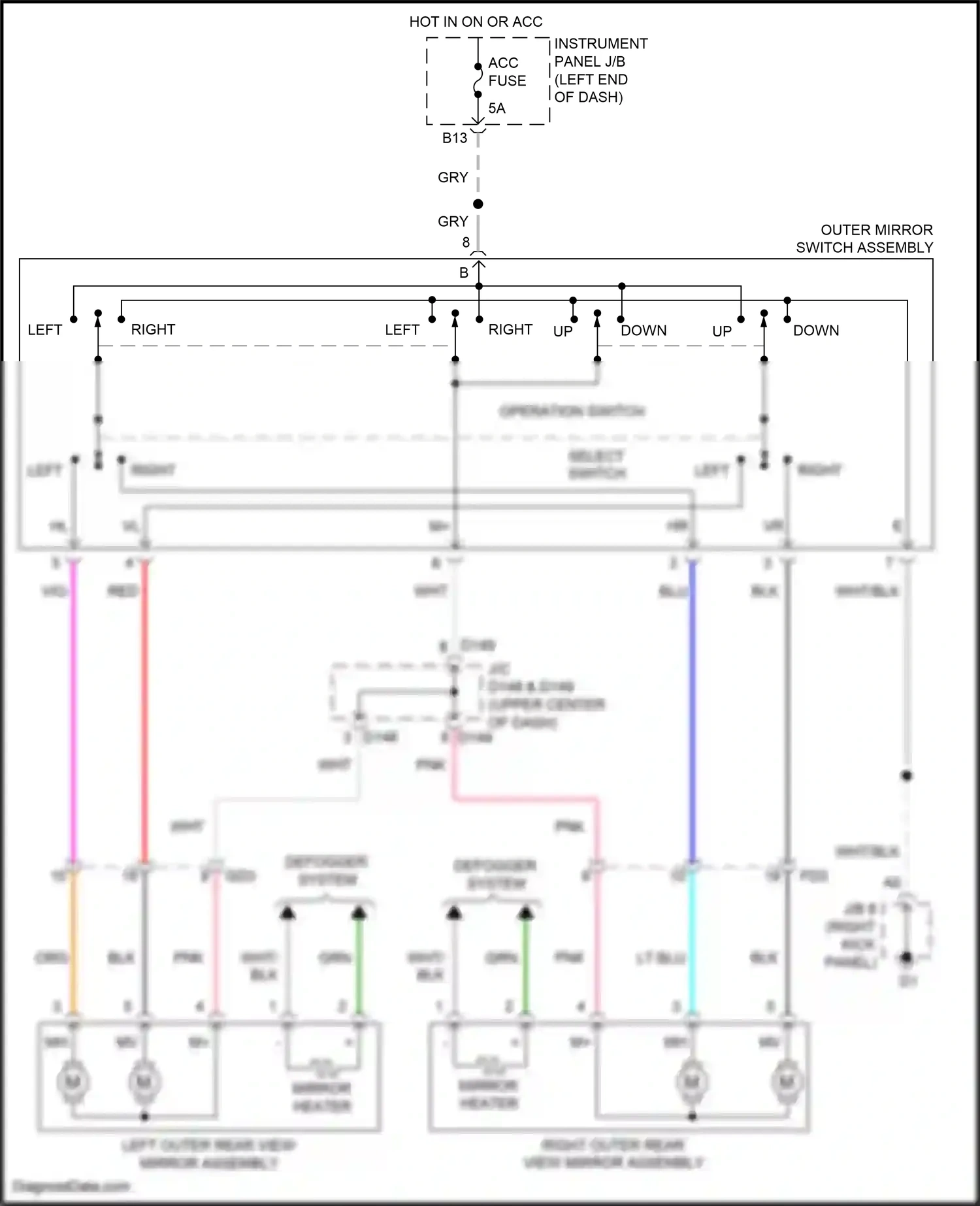 Wiring diagram select switch for Toyota Yaris DJ/DL (2016-2020) (1 of 1)
