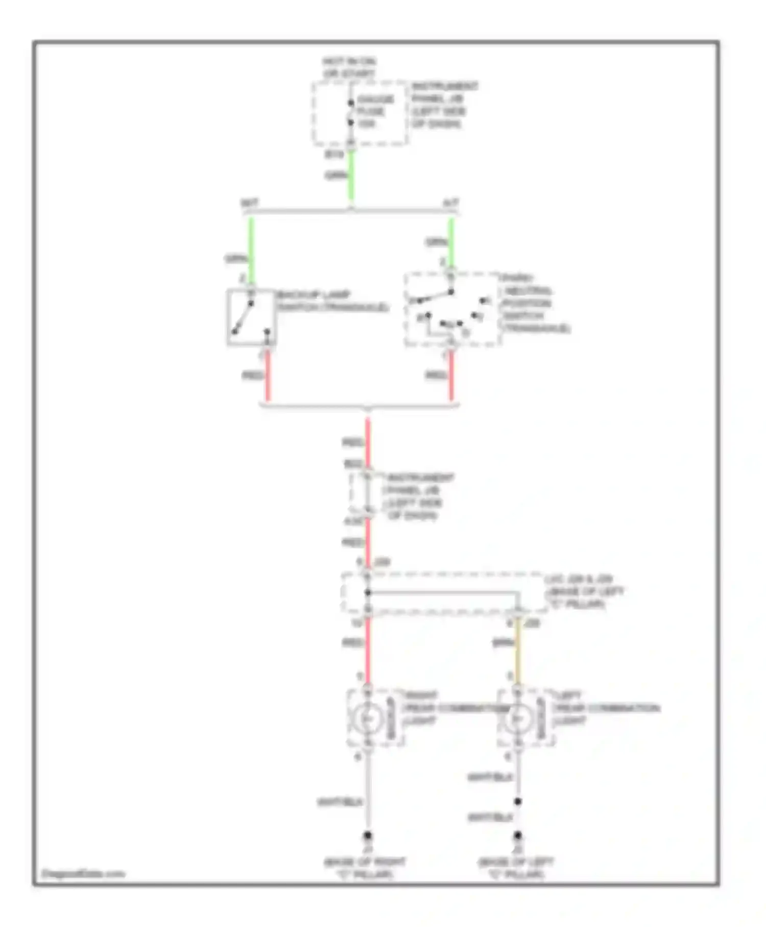 Yaris Toyota II facelift (2009-2012): Backup lamps circuit