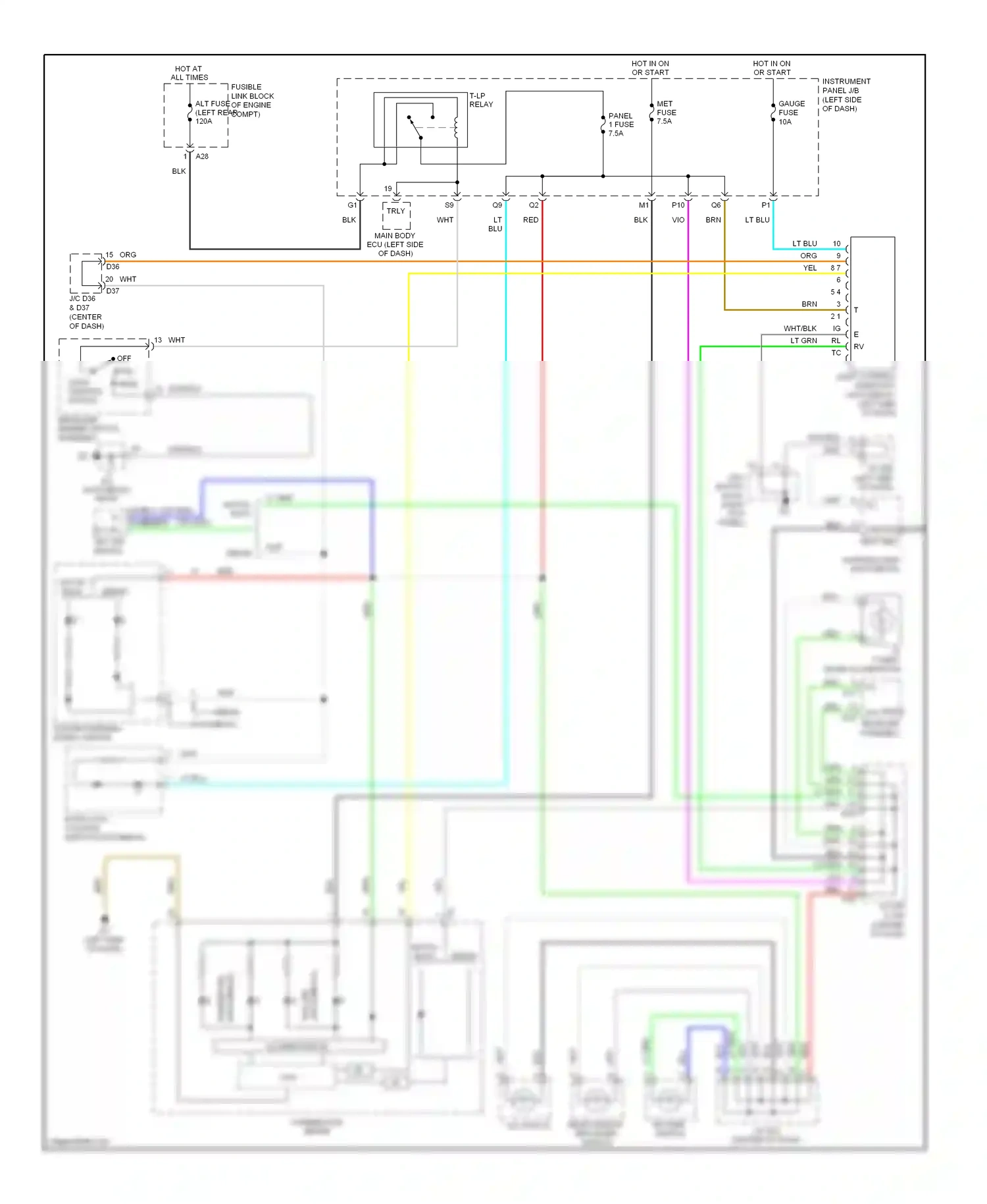 Wiring diagram blower switch for Toyota Yaris II facelift (2009-2012) (2 of 3)