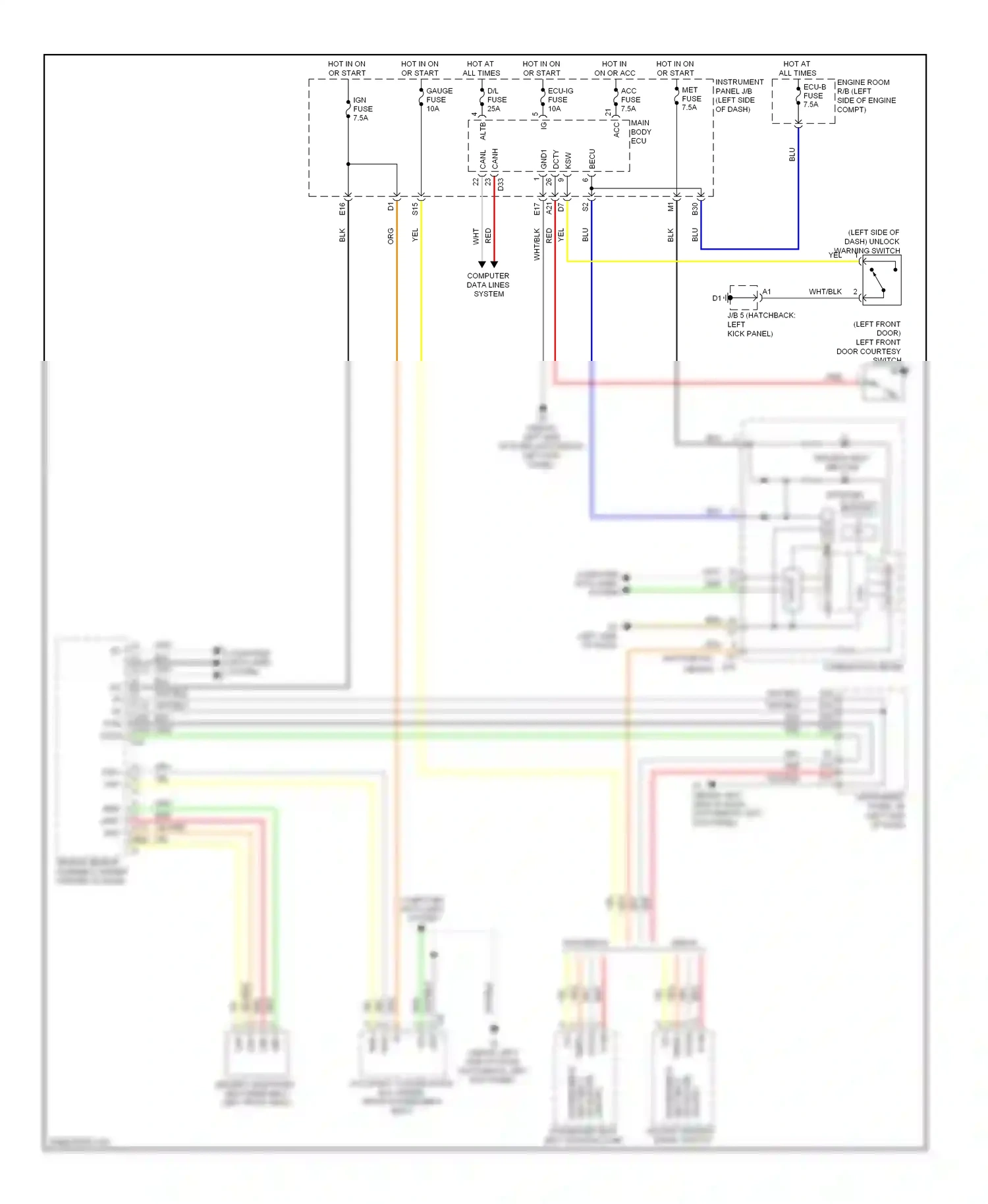 Wiring diagram combination meter for Toyota Yaris II facelift (2009-2012) (17 of 22)