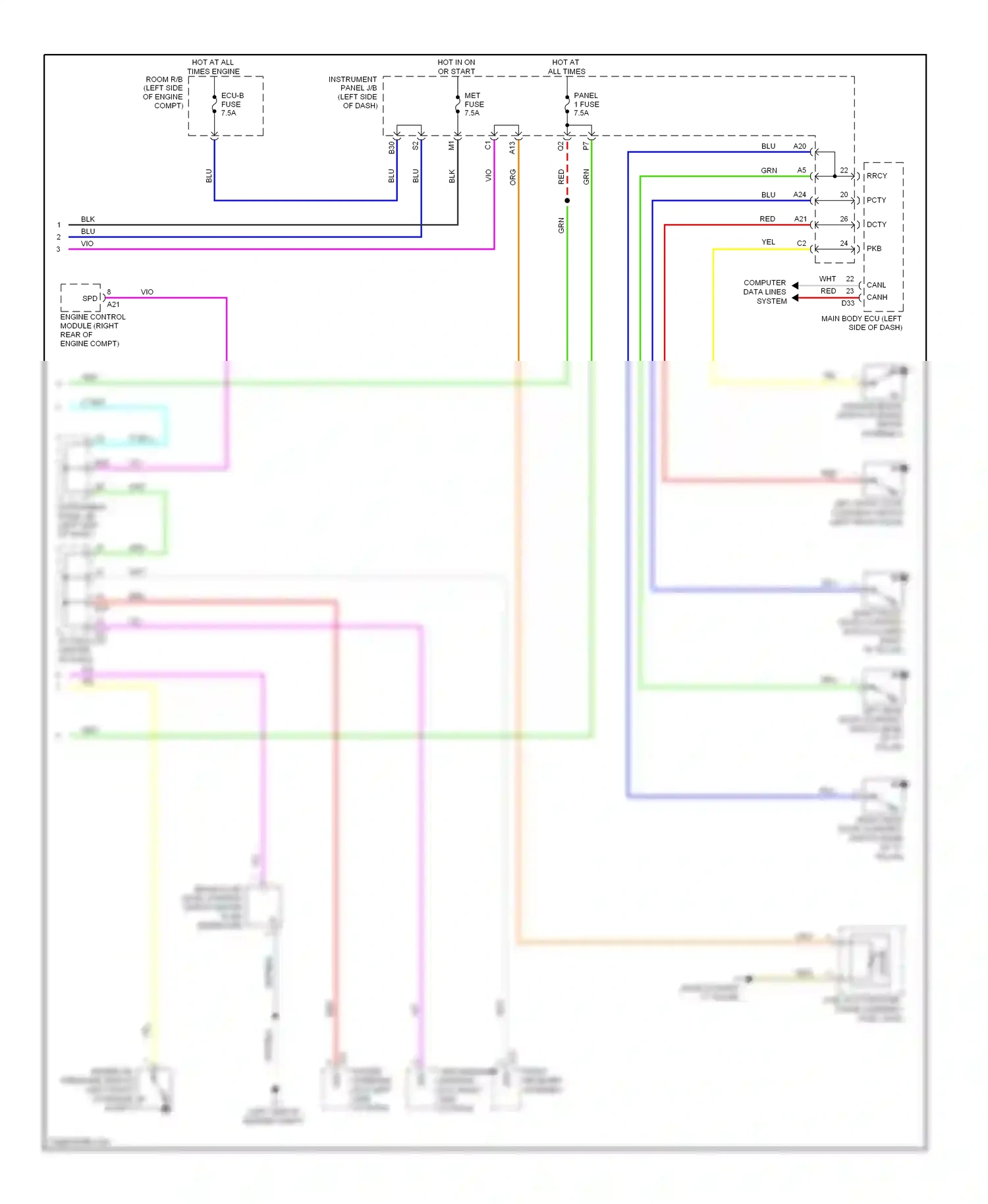 Wiring diagram computer data lines system for Toyota Yaris II facelift (2009-2012) (9 of 17)