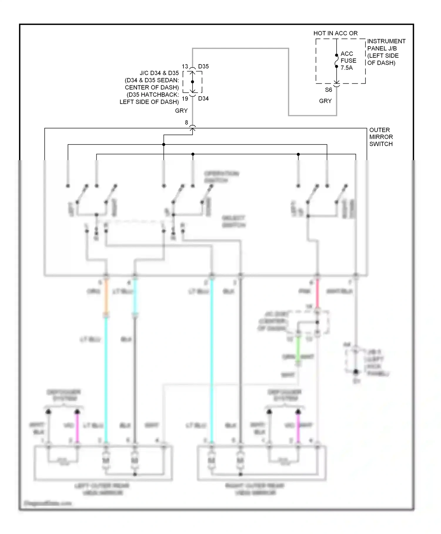 Wiring diagram defogger system for Toyota Yaris II facelift (2009-2012) (1 of 1)