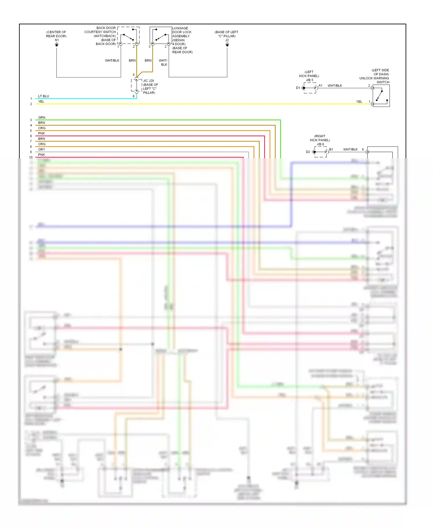 Wiring diagram front passenger's side door lock control switch for Toyota Yaris II facelift (2009-2012) (1 of 1)