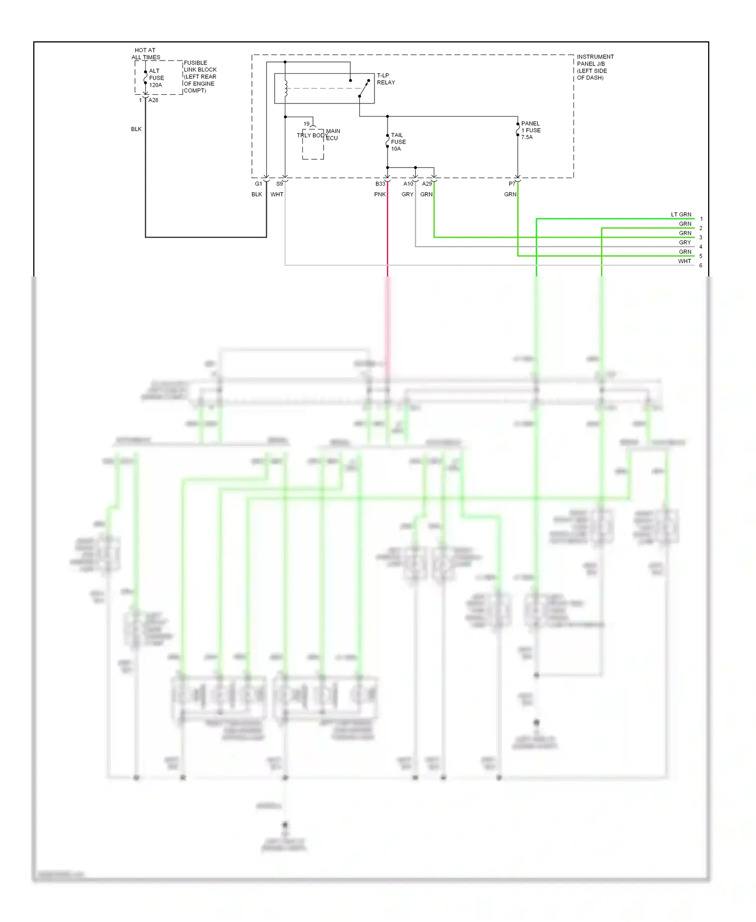 Wiring diagram left front side turn for Toyota Yaris II facelift (2009-2012) (1 of 1)