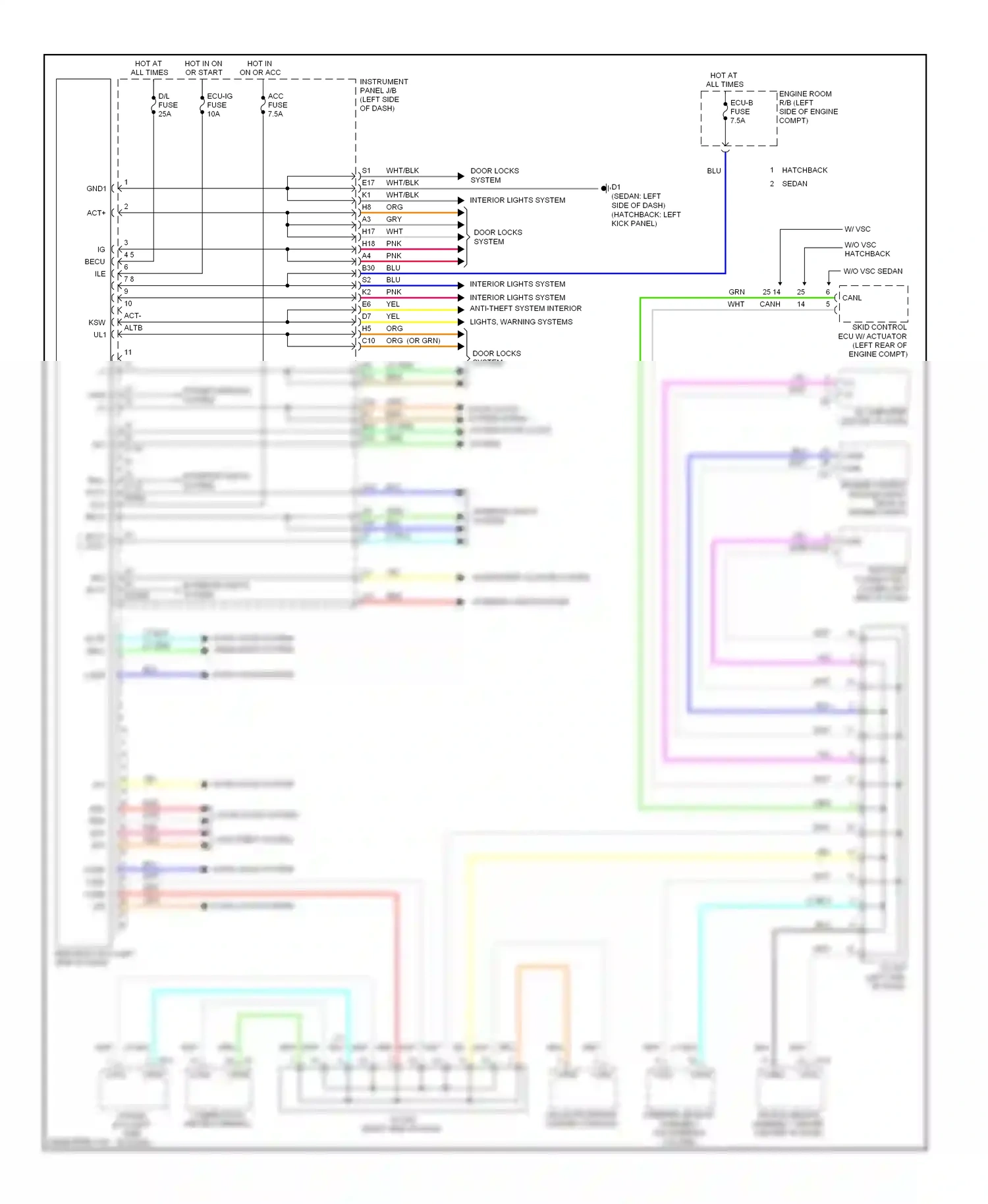 Wiring diagram power windows system for Toyota Yaris II facelift (2009-2012) (1 of 1)