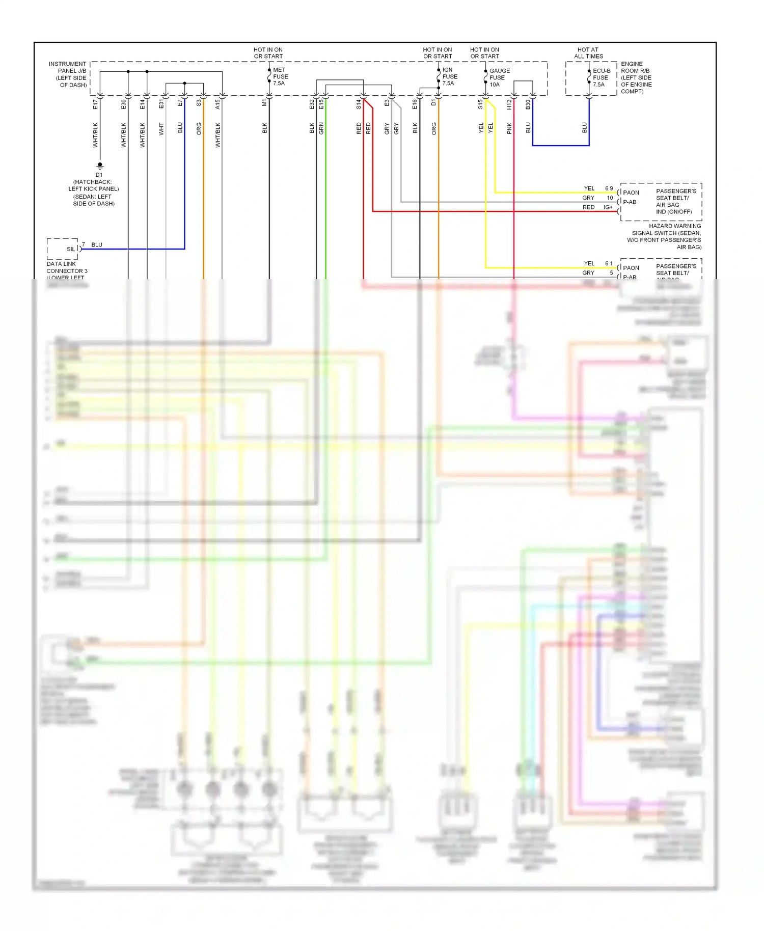 Wiring diagram right front occupant classification sensor for Toyota Yaris II facelift (2009-2012) (1 of 1)