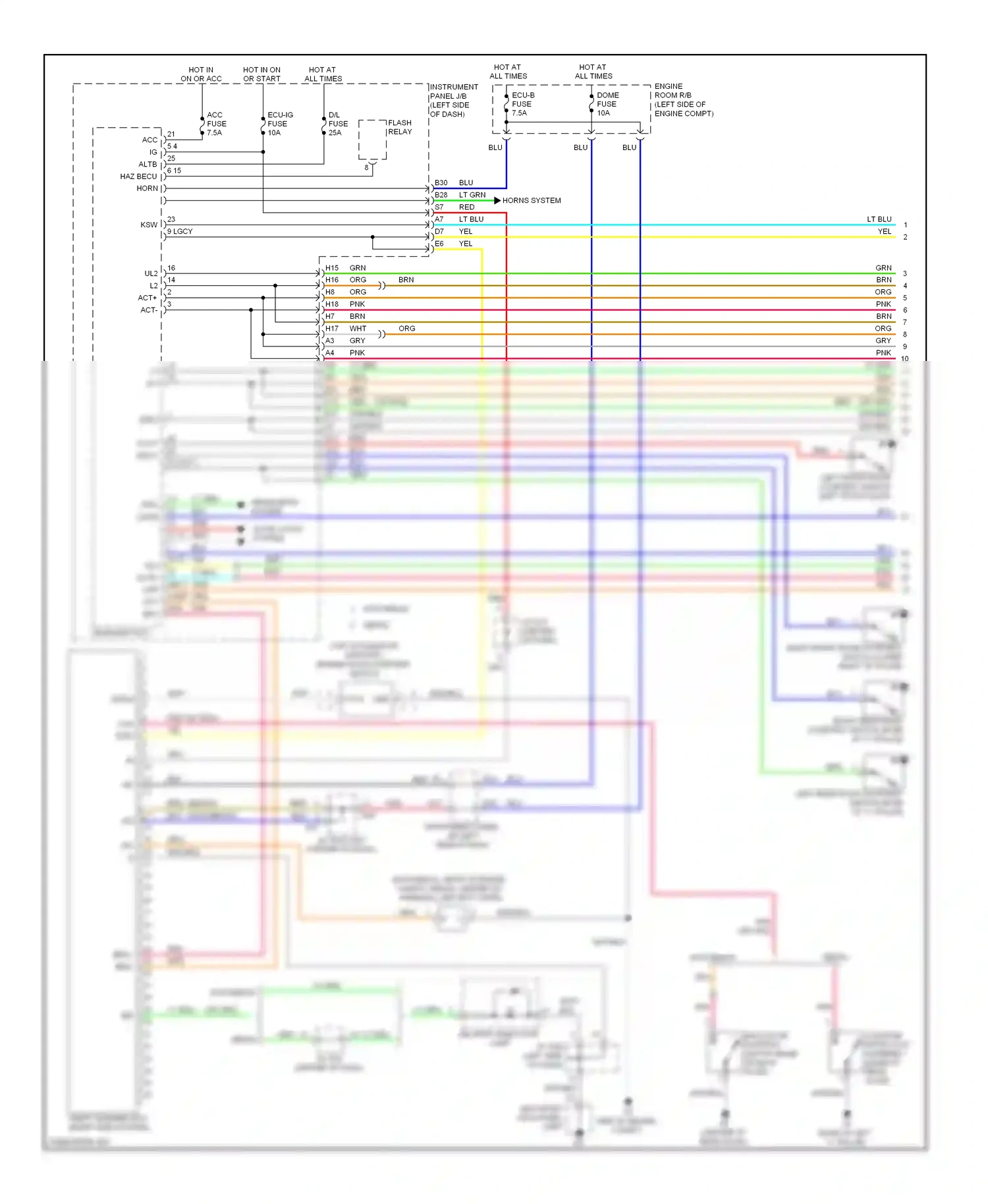 Wiring diagram security indicator lamp for Toyota Yaris II facelift (2009-2012) (1 of 2)