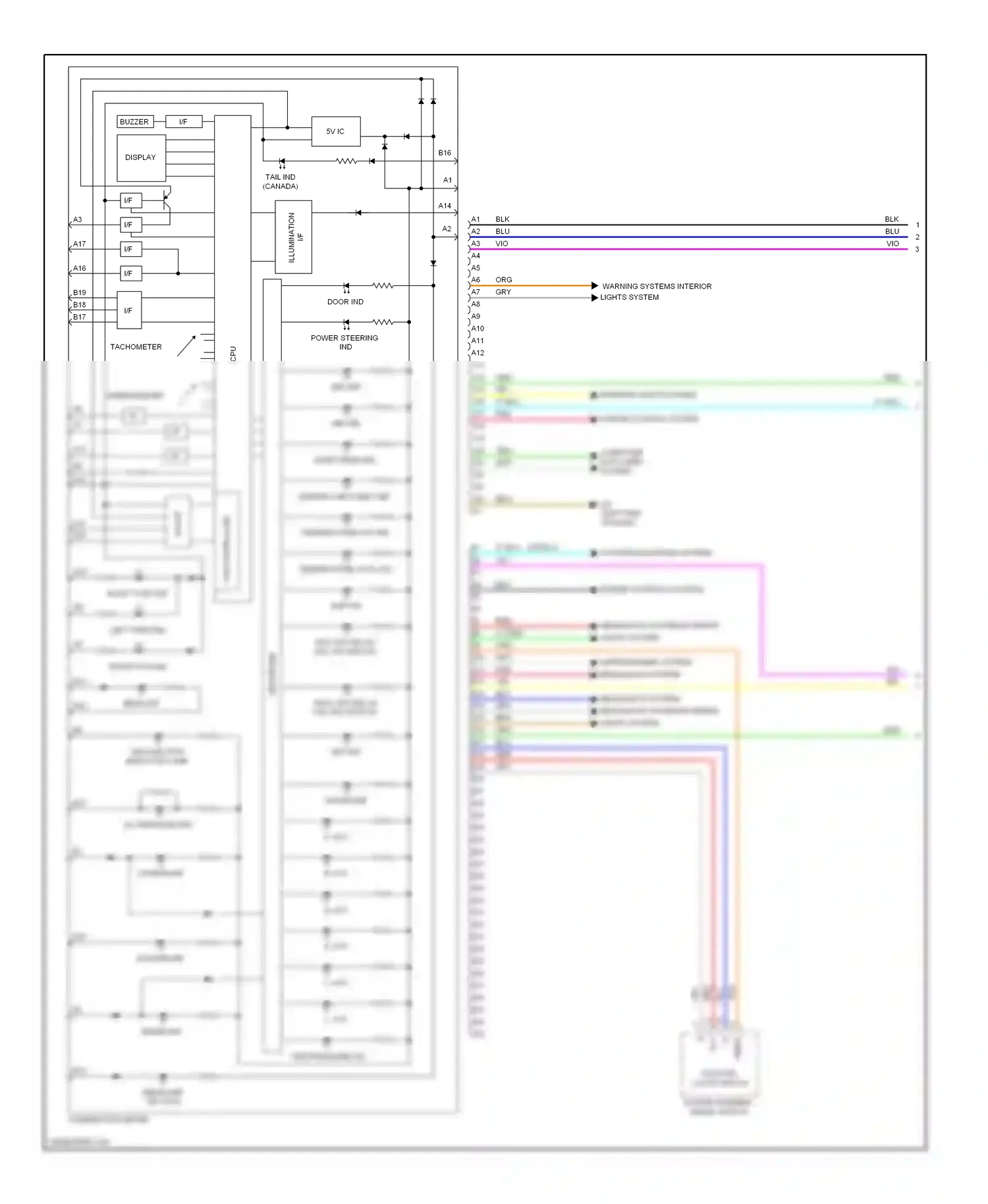 Wiring diagram warning systems interior lights system for Toyota Yaris II facelift (2009-2012) (2 of 2)