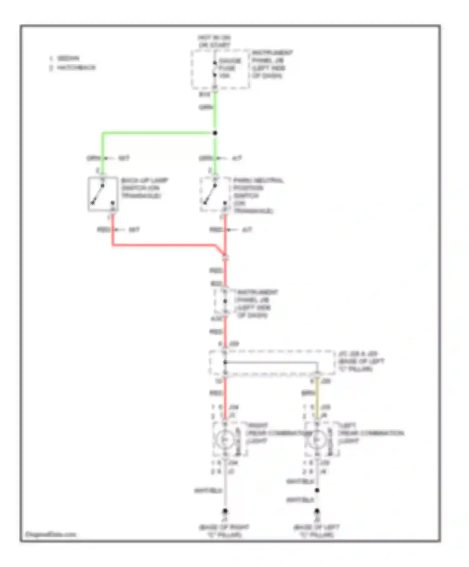 Yaris Toyota II (2005-2009): Back-up lamps circuit